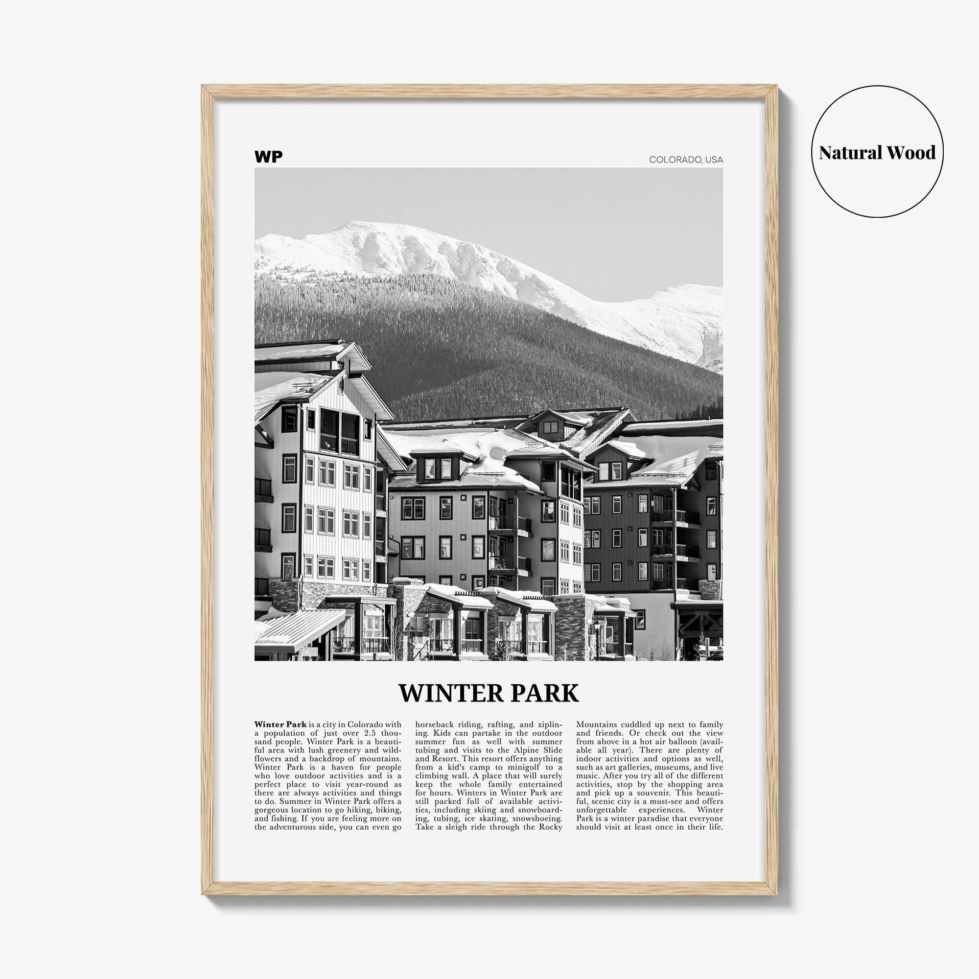 Winter Park Print Black and White, Winter Park Wall Art, Winter Park Poster, Winter Park Photo, Winter Park Wall Décor, Colorado, USA