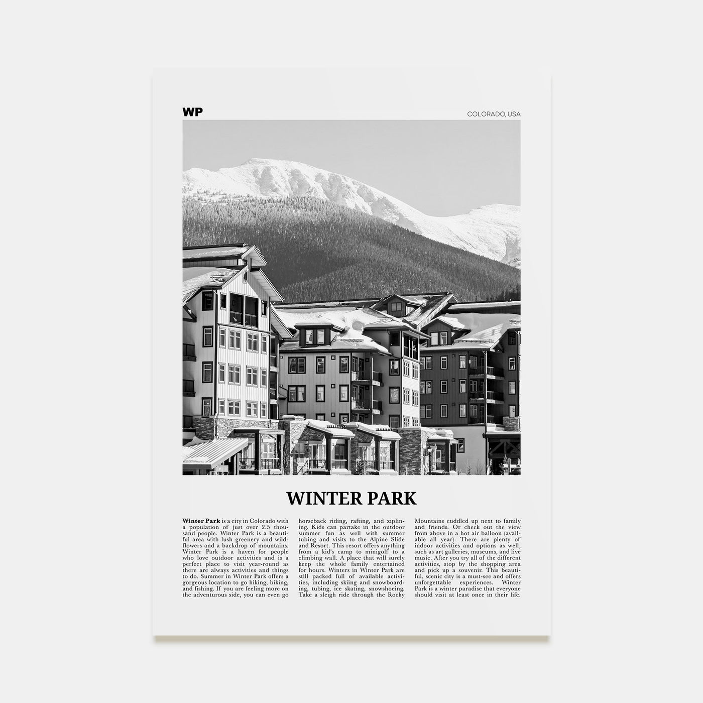 Winter Park Travel B&W Poster