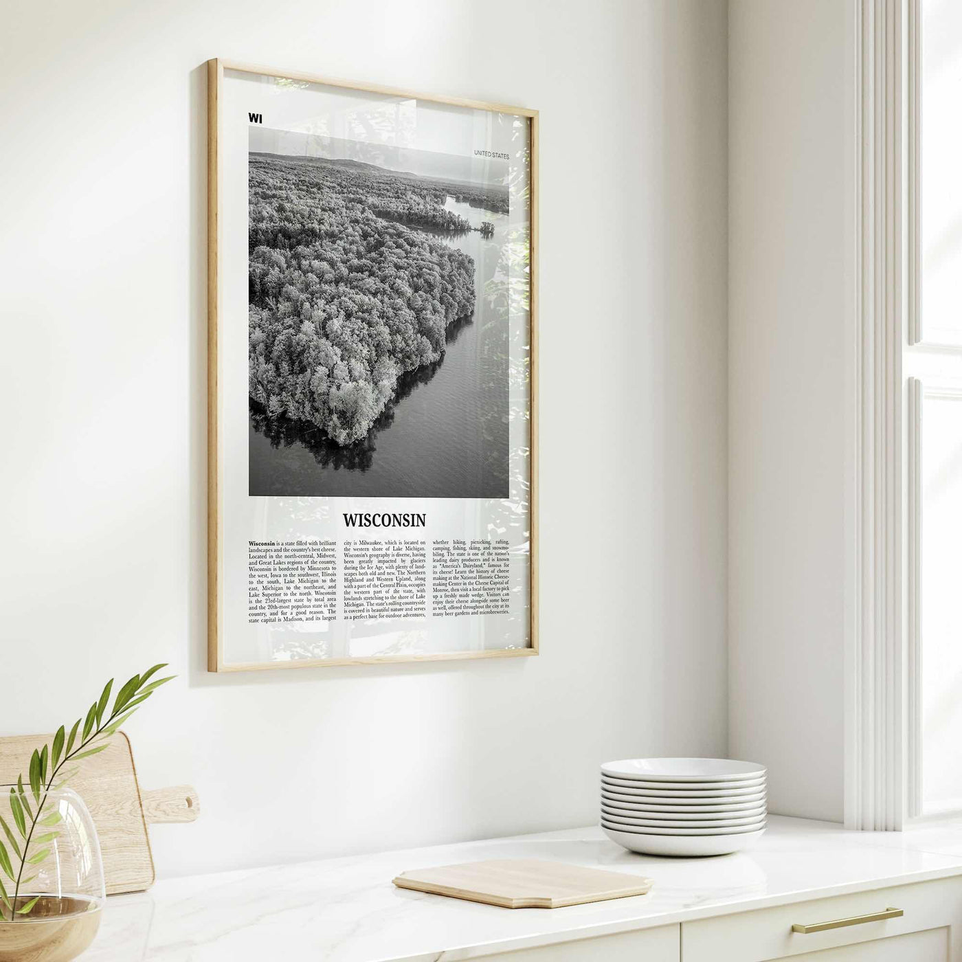 Wisconsin Print Black and White No 2, Wisconsin Wall Art, Wisconsin Poster, Wisconsin Photo, USA, United States, North America