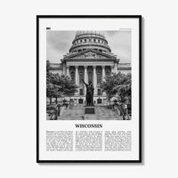 Wisconsin Print Black and White No 3, Wisconsin Wall Art, Wisconsin Poster, Wisconsin Photo, Wisconsin Wall Décor, Wisconsin Map