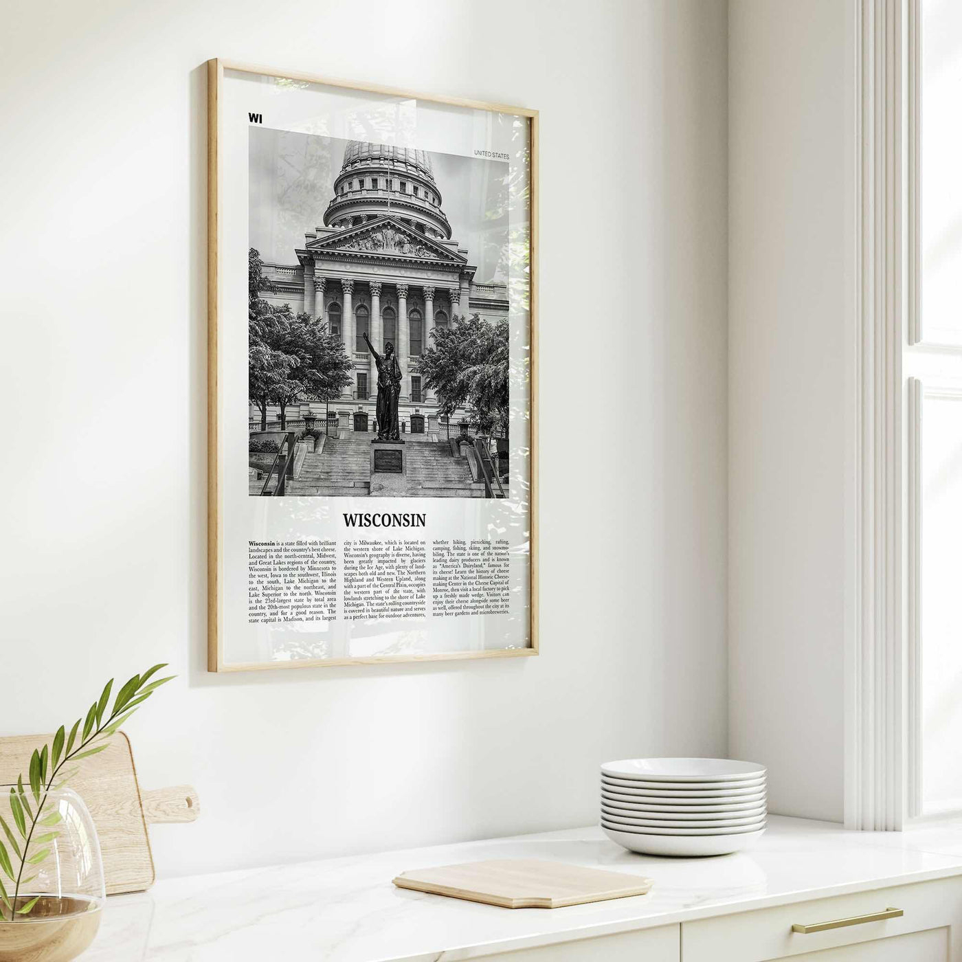 Wisconsin Print Black and White No 3, Wisconsin Wall Art, Wisconsin Poster, Wisconsin Photo, Wisconsin Wall Décor, Wisconsin Map