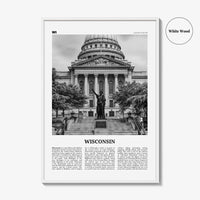 Wisconsin Print Black and White No 3, Wisconsin Wall Art, Wisconsin Poster, Wisconsin Photo, Wisconsin Wall Décor, Wisconsin Map