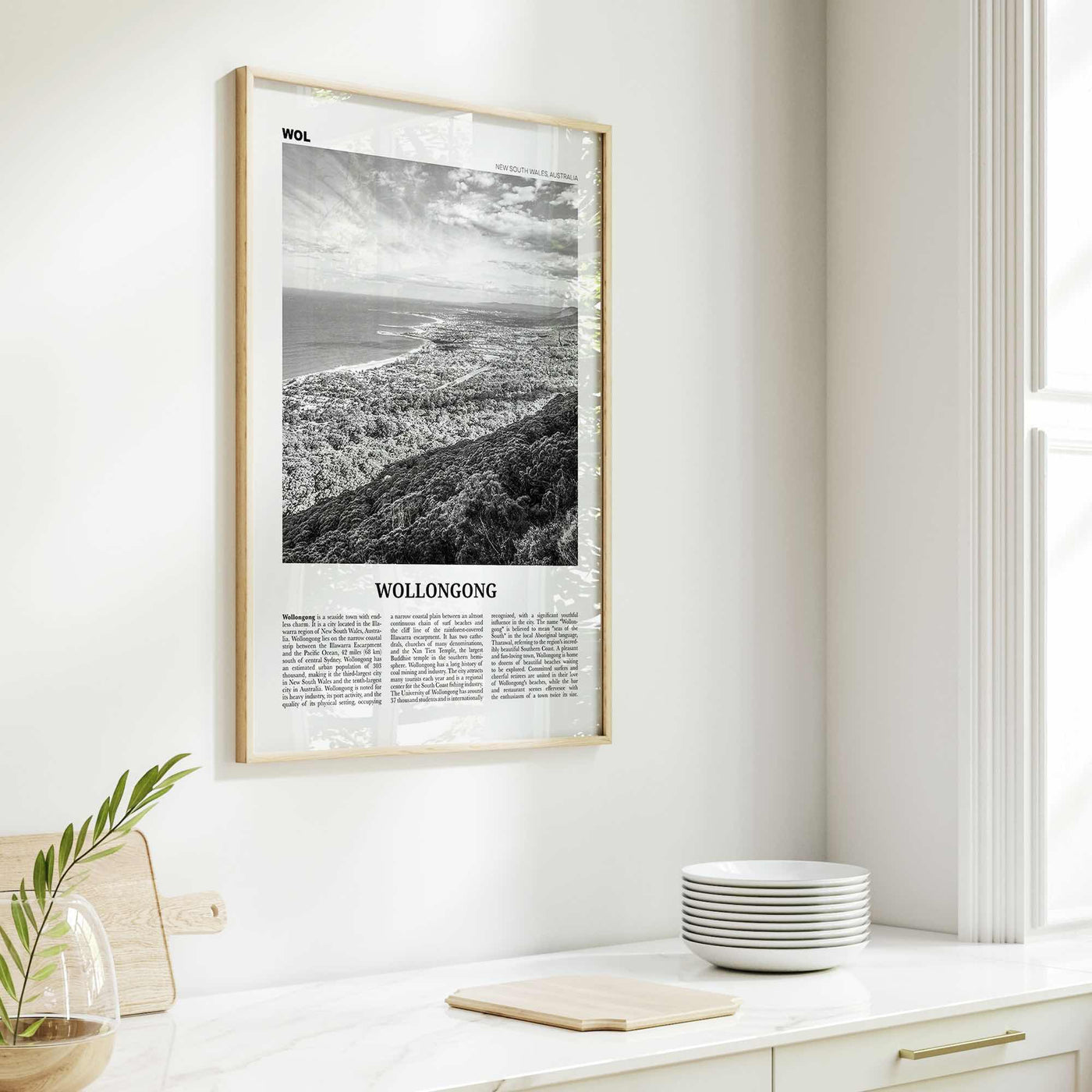 Wollongong Print Black and White, Wollongong Wall Art, Wollongong Poster, Wollongong Photo, New South Wales, Australia, Oceania