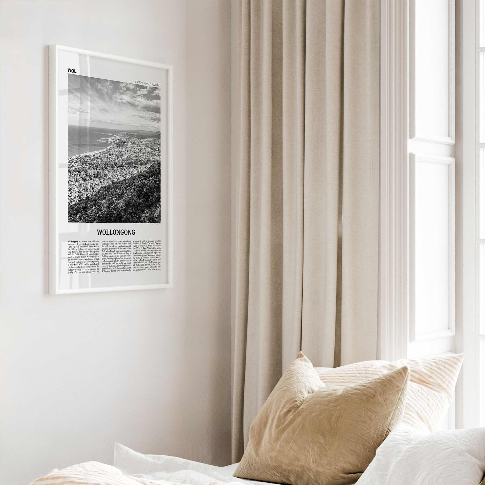 Wollongong Print Black and White, Wollongong Wall Art, Wollongong Poster, Wollongong Photo, New South Wales, Australia, Oceania