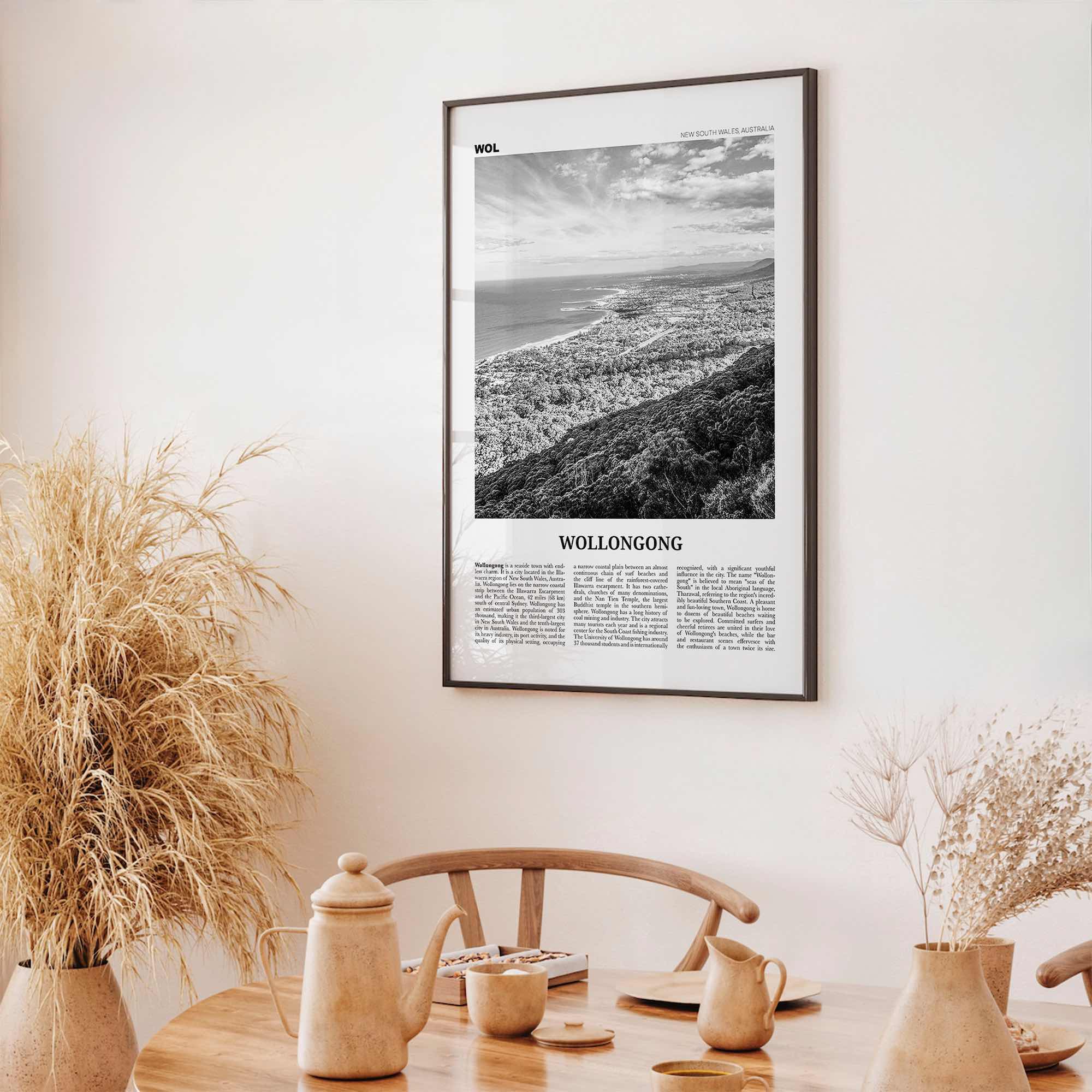 Wollongong Print Black and White, Wollongong Wall Art, Wollongong Poster, Wollongong Photo, New South Wales, Australia, Oceania