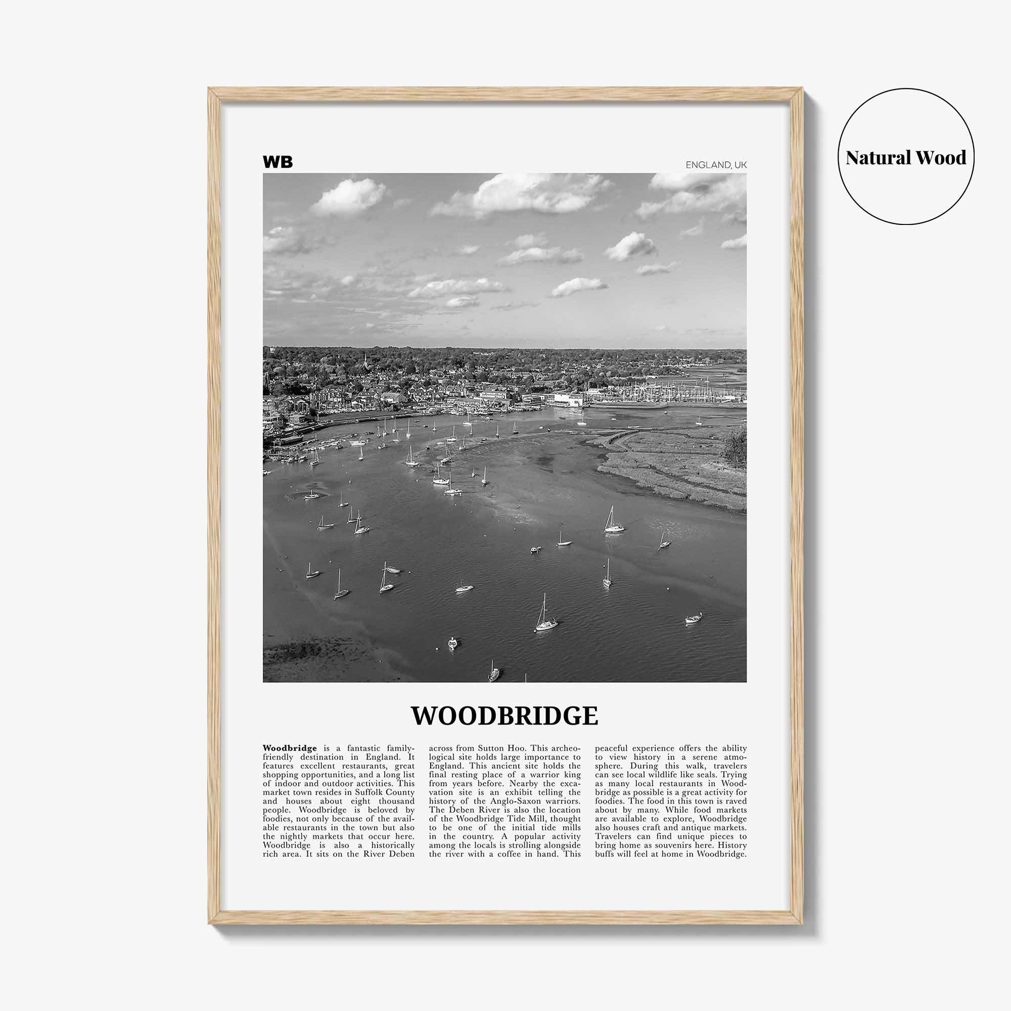 Woodbridge Print Black and White, Woodbridge Wall Art, Woodbridge Poster, Woodbridge Photo, Woodbridge Décor, Woodbridge Map, England, UK