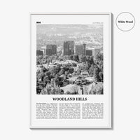 Woodland Hills Print Black and White, Woodland Hills Wall Art, Woodland Hills Poster, Woodland Hills Photo, California, USA, United States