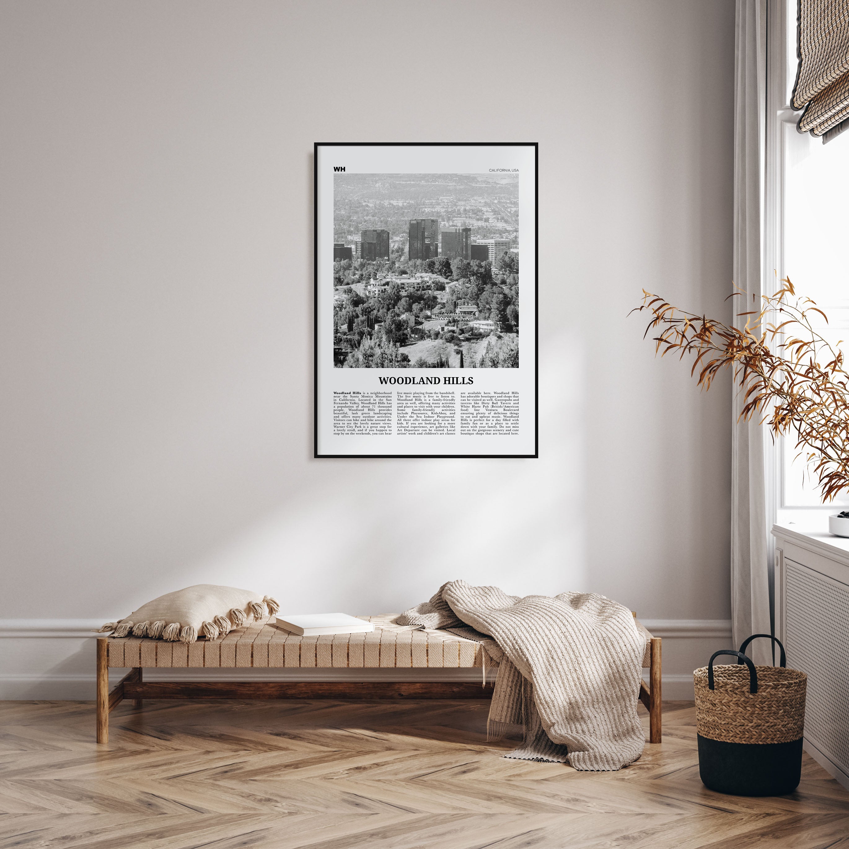 Woodland Hills Travel B&W Poster