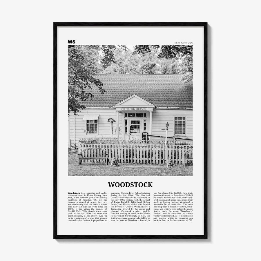 Woodstock Print Black and White New York, Woodstock Wall Art, Woodstock Poster, Woodstock Photo, Woodstock Wall Décor, USA, United States