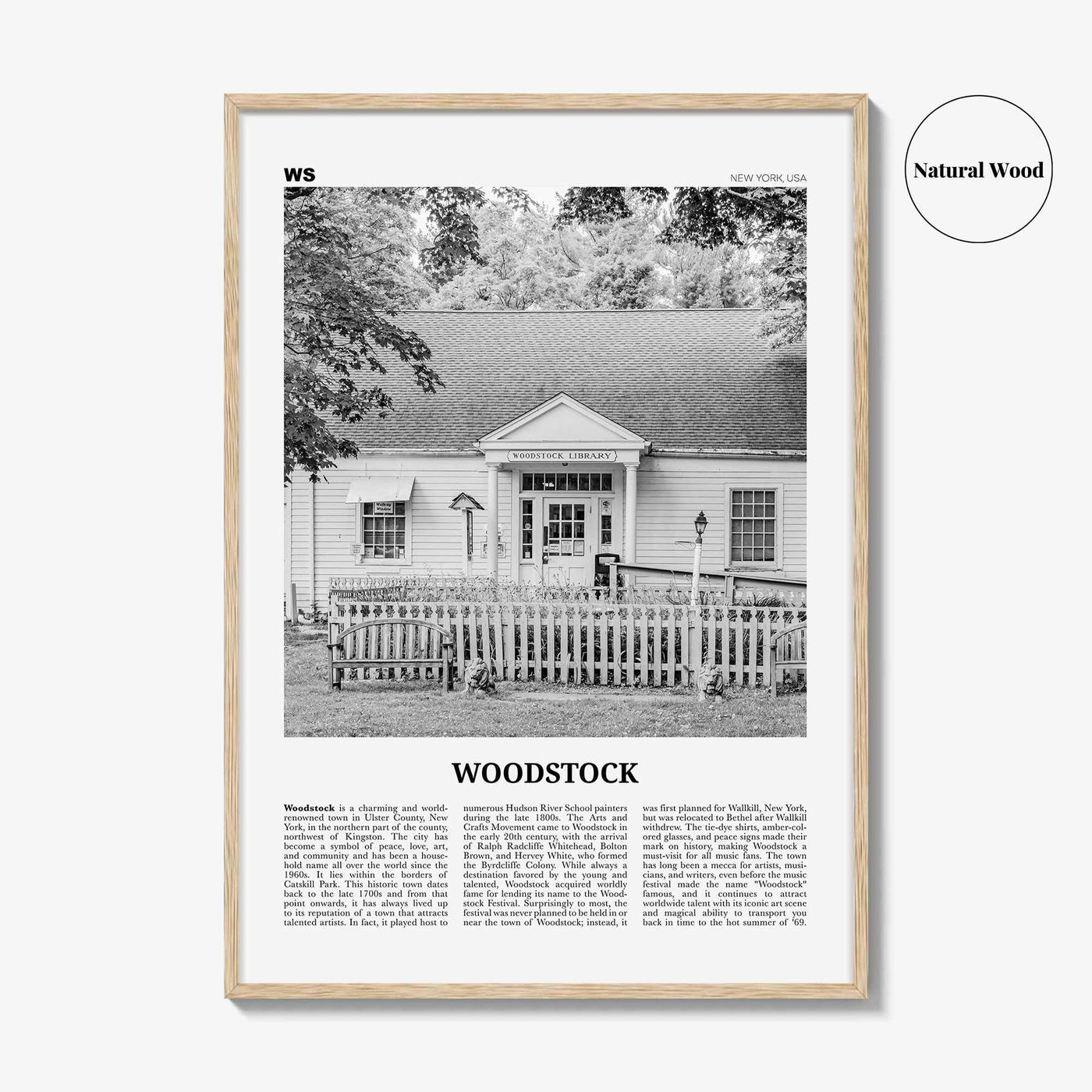 Woodstock Print Black and White New York, Woodstock Wall Art, Woodstock Poster, Woodstock Photo, Woodstock Wall Décor, USA, United States