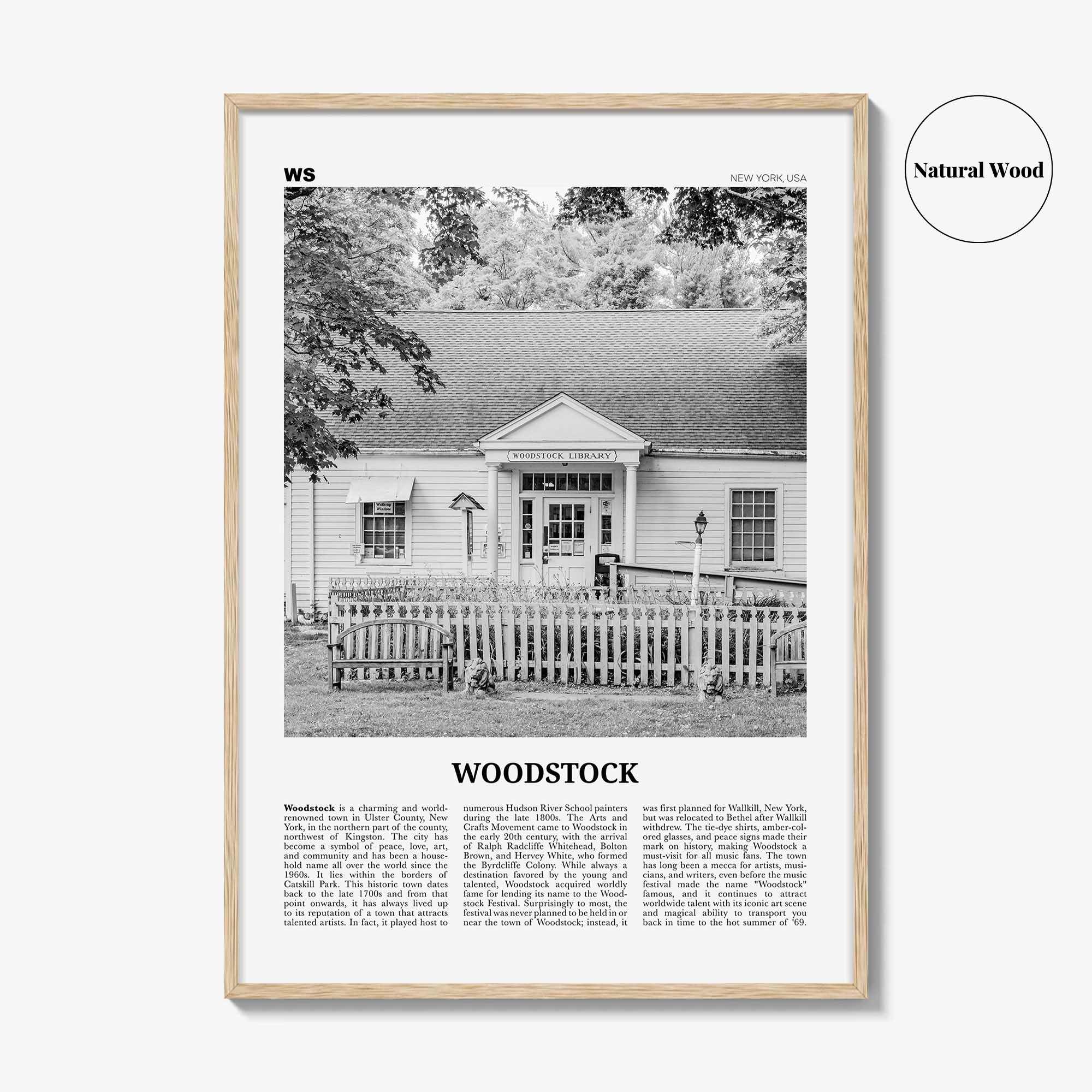 Woodstock Print Black and White New York, Woodstock Wall Art, Woodstock Poster, Woodstock Photo, Woodstock Wall Décor, USA, United States