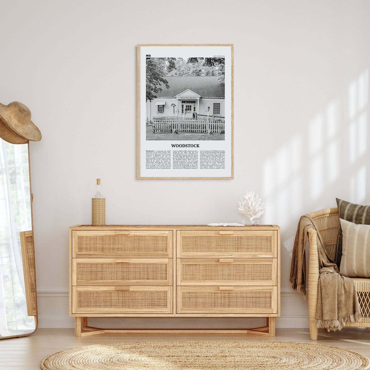 Woodstock, New York Travel B&W Poster