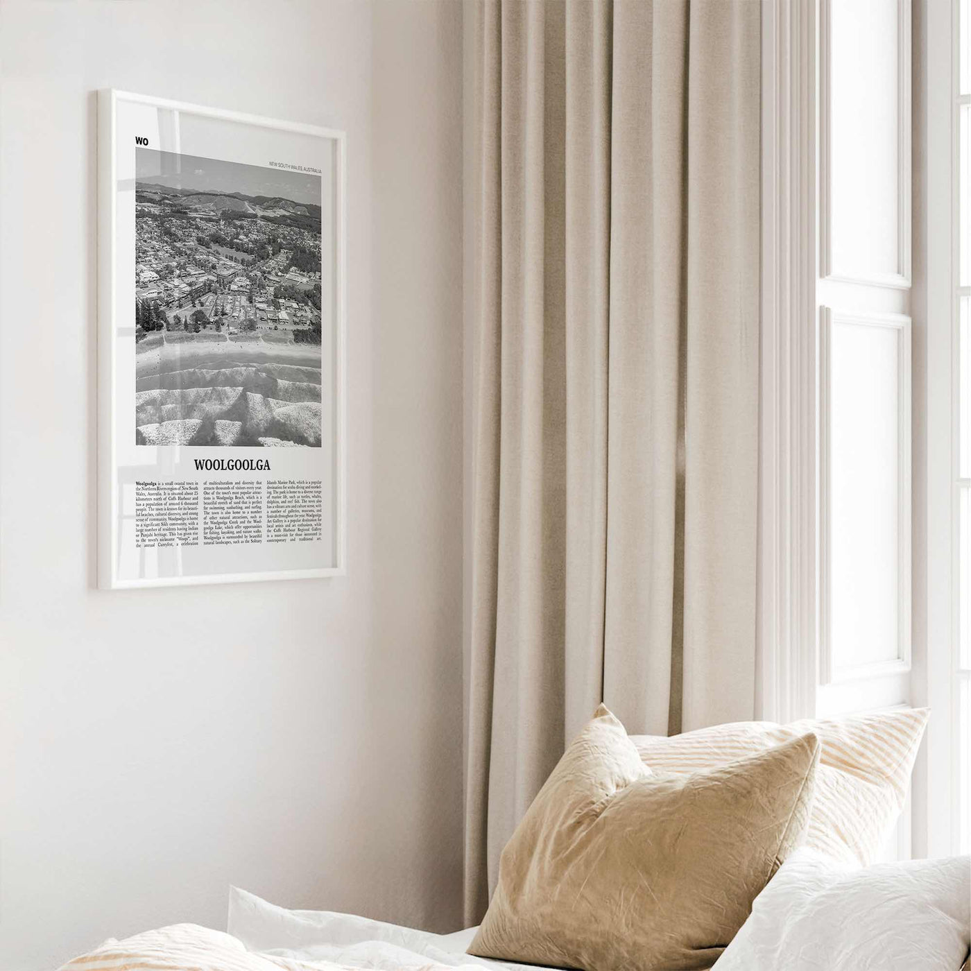 Woolgoolga Print Black and White, Woolgoolga Wall Art, Woolgoolga Poster, Woolgoolga Photo, Woolgoolga Wall Décor, Woolgoolga Map, Australia