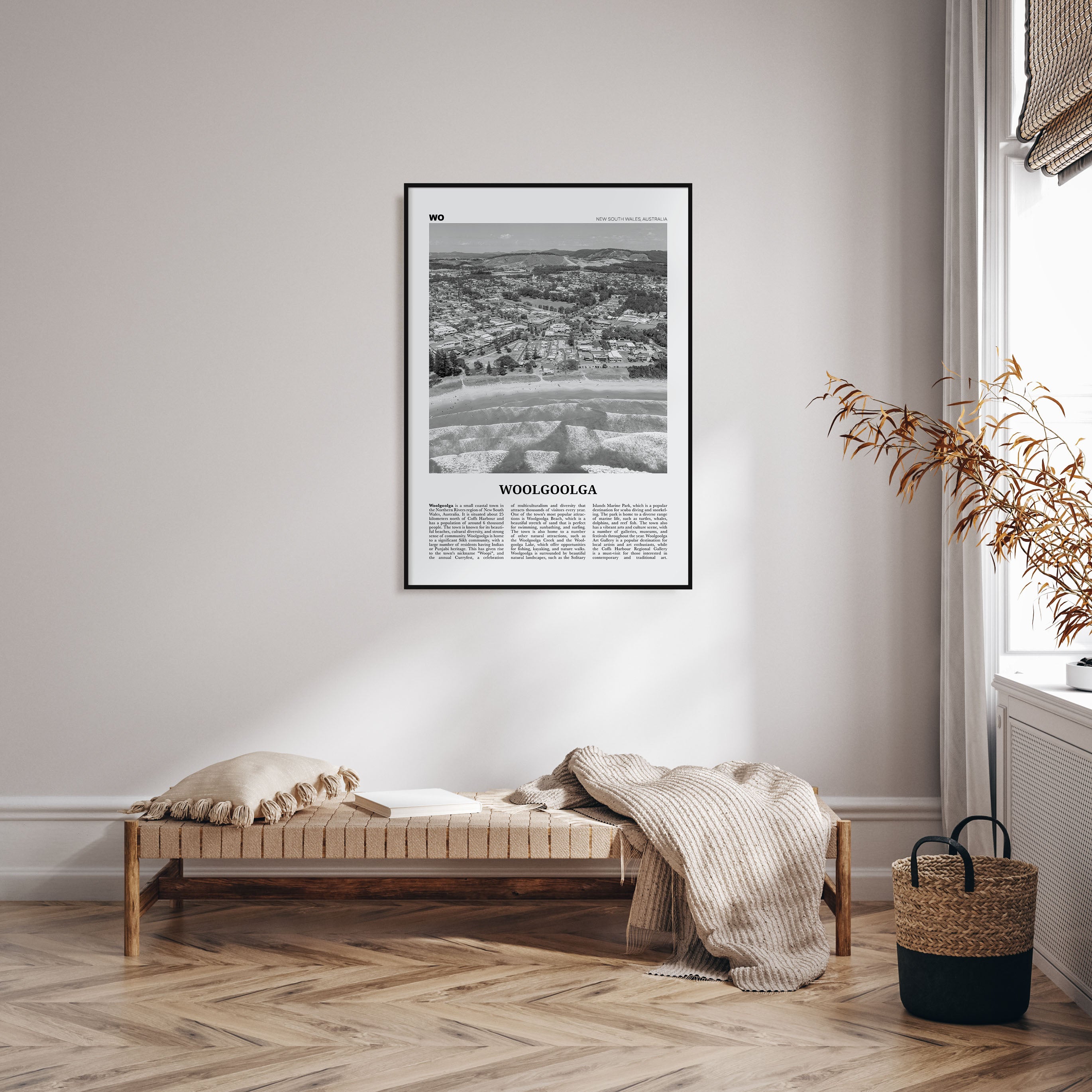 Woolgoolga Travel B&W Poster