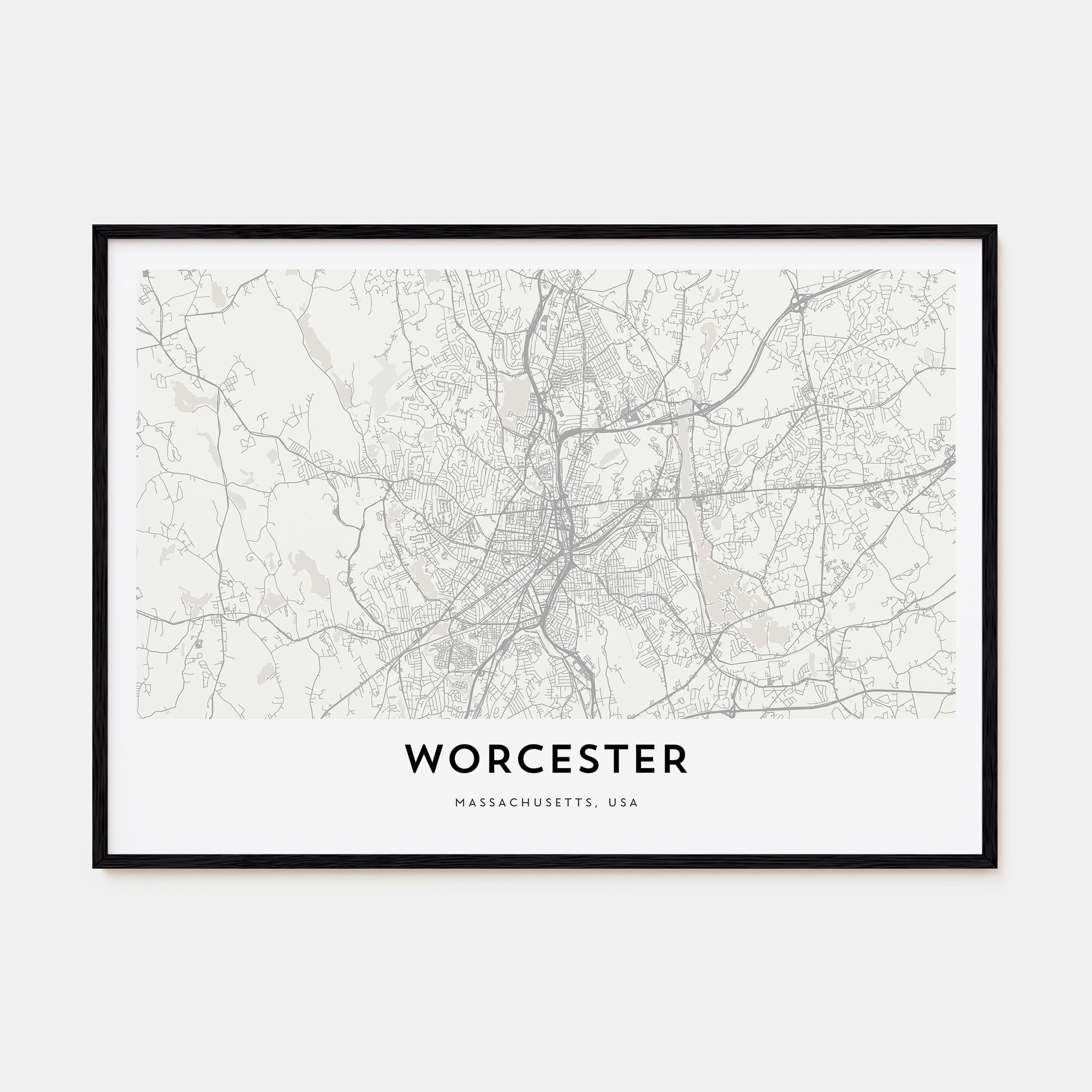 Worcester Map Landscape Poster