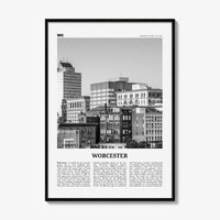 Worcester Print Black and White, Worcester Wall Art, Worcester Poster, Worcester Photo, Worcester Décor, Massachusetts, USA, United States