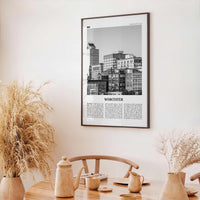 Worcester Print Black and White, Worcester Wall Art, Worcester Poster, Worcester Photo, Worcester Décor, Massachusetts, USA, United States