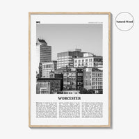 Worcester Print Black and White, Worcester Wall Art, Worcester Poster, Worcester Photo, Worcester Décor, Massachusetts, USA, United States