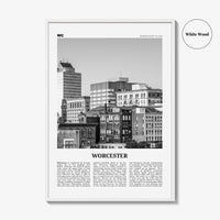 Worcester Print Black and White, Worcester Wall Art, Worcester Poster, Worcester Photo, Worcester Décor, Massachusetts, USA, United States