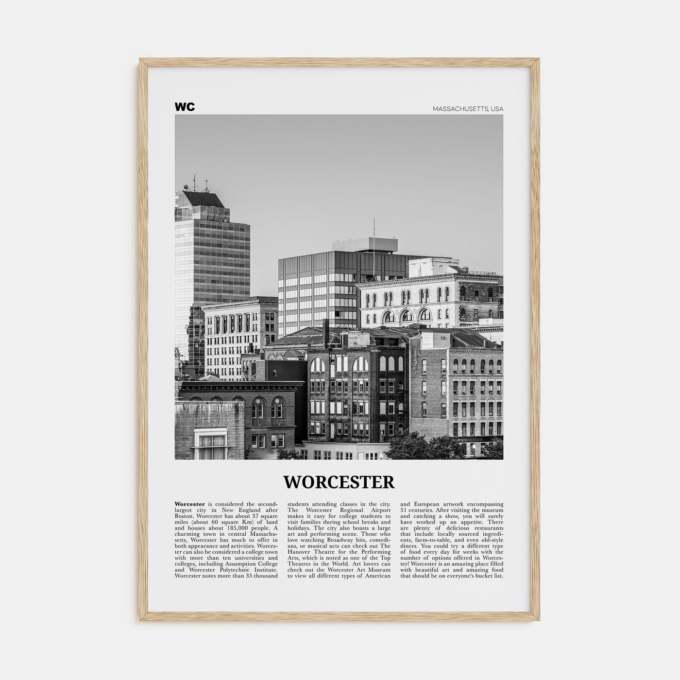 Worcester Travel B&W Poster