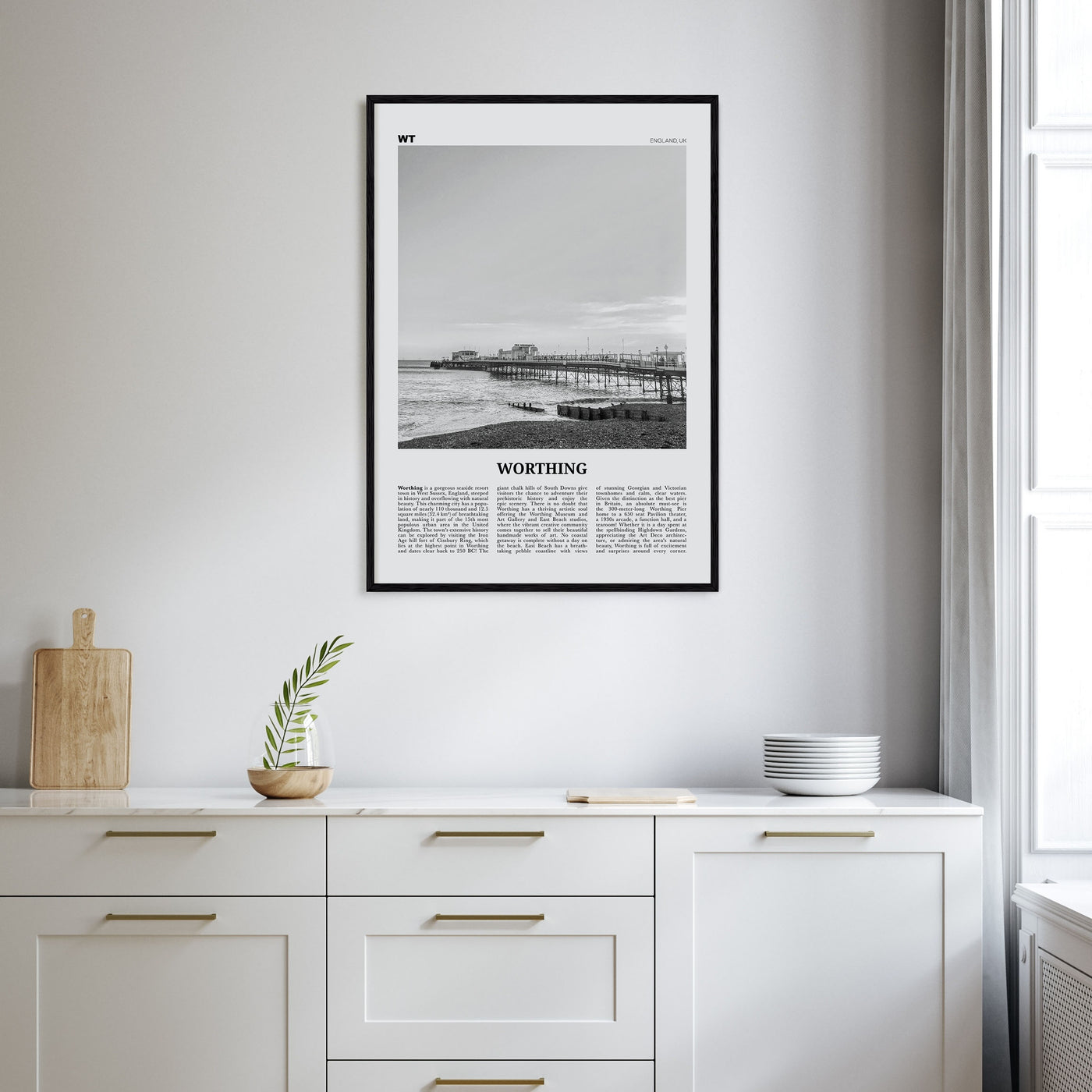 Worthing Travel B&W Poster