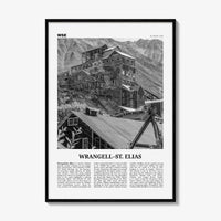 Wrangell St Elias National Park Print Black and White, Wrangell–St. Elias Wall Art, Wrangell–St. Elias Poster, Alaska, USA