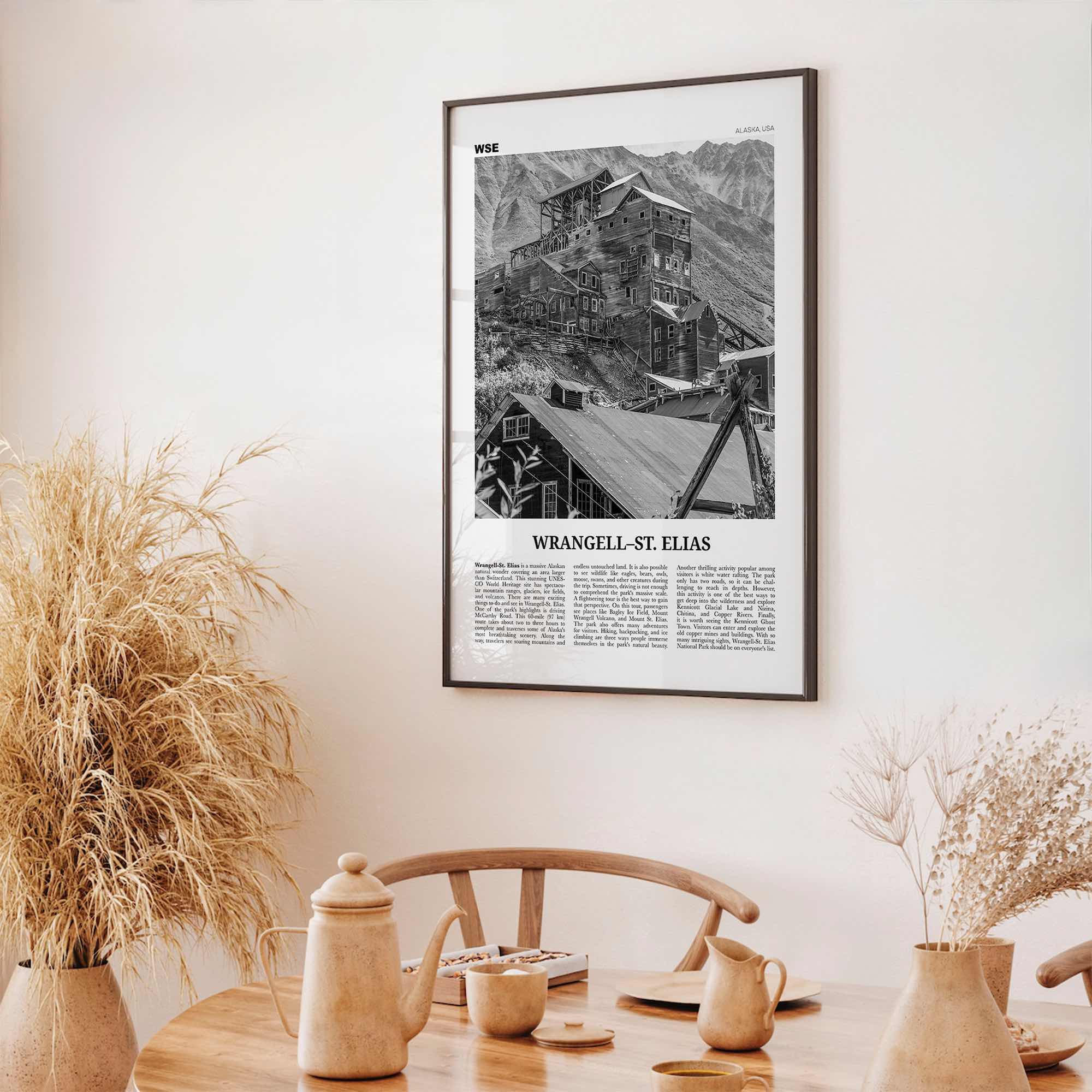 Wrangell St Elias National Park Print Black and White, Wrangell–St. Elias Wall Art, Wrangell–St. Elias Poster, Alaska, USA