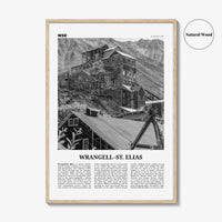 Wrangell St Elias National Park Print Black and White, Wrangell–St. Elias Wall Art, Wrangell–St. Elias Poster, Alaska, USA