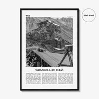 Wrangell St Elias National Park Print Black and White, Wrangell–St. Elias Wall Art, Wrangell–St. Elias Poster, Alaska, USA