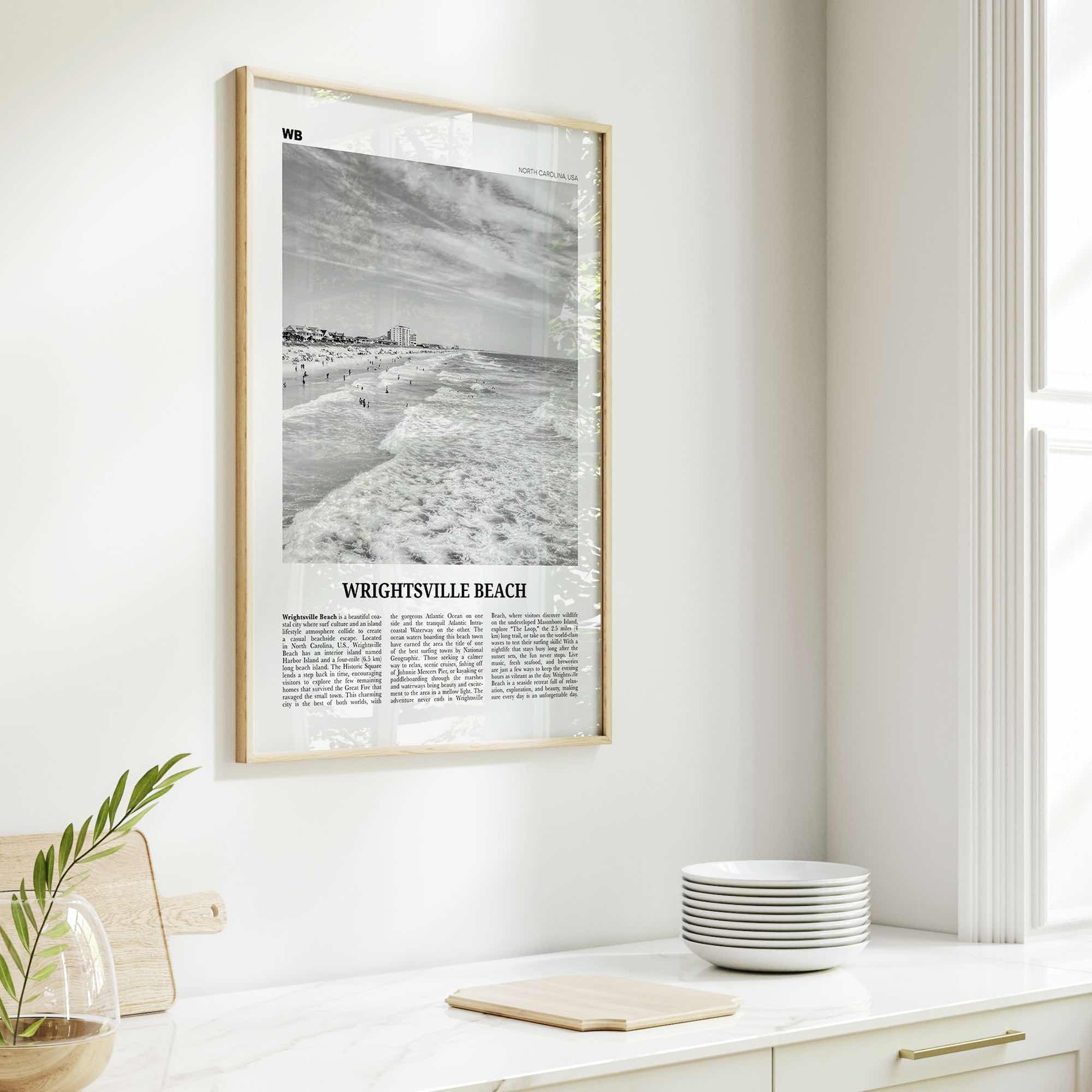 Wrightsville Beach Print Black and White No 1, Wrightsville Beach Wall Art, Wrightsville Beach Poster, Wrightsville, North Carolina, USA