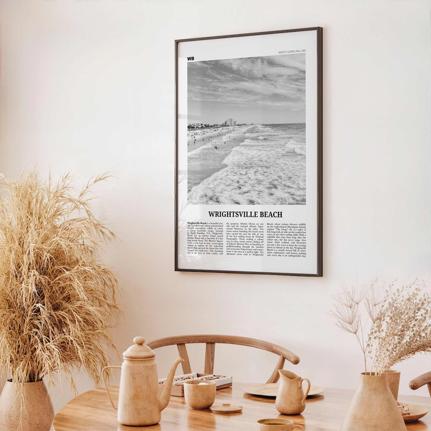 Wrightsville Beach Print Black and White No 1, Wrightsville Beach Wall Art, Wrightsville Beach Poster, Wrightsville, North Carolina, USA