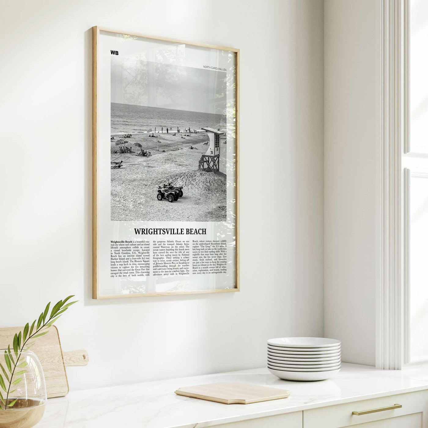 Wrightsville Beach Print Black and White No 2, Wrightsville Beach Wall Art, Wrightsville Beach Poster, Wrightsville, North Carolina USA