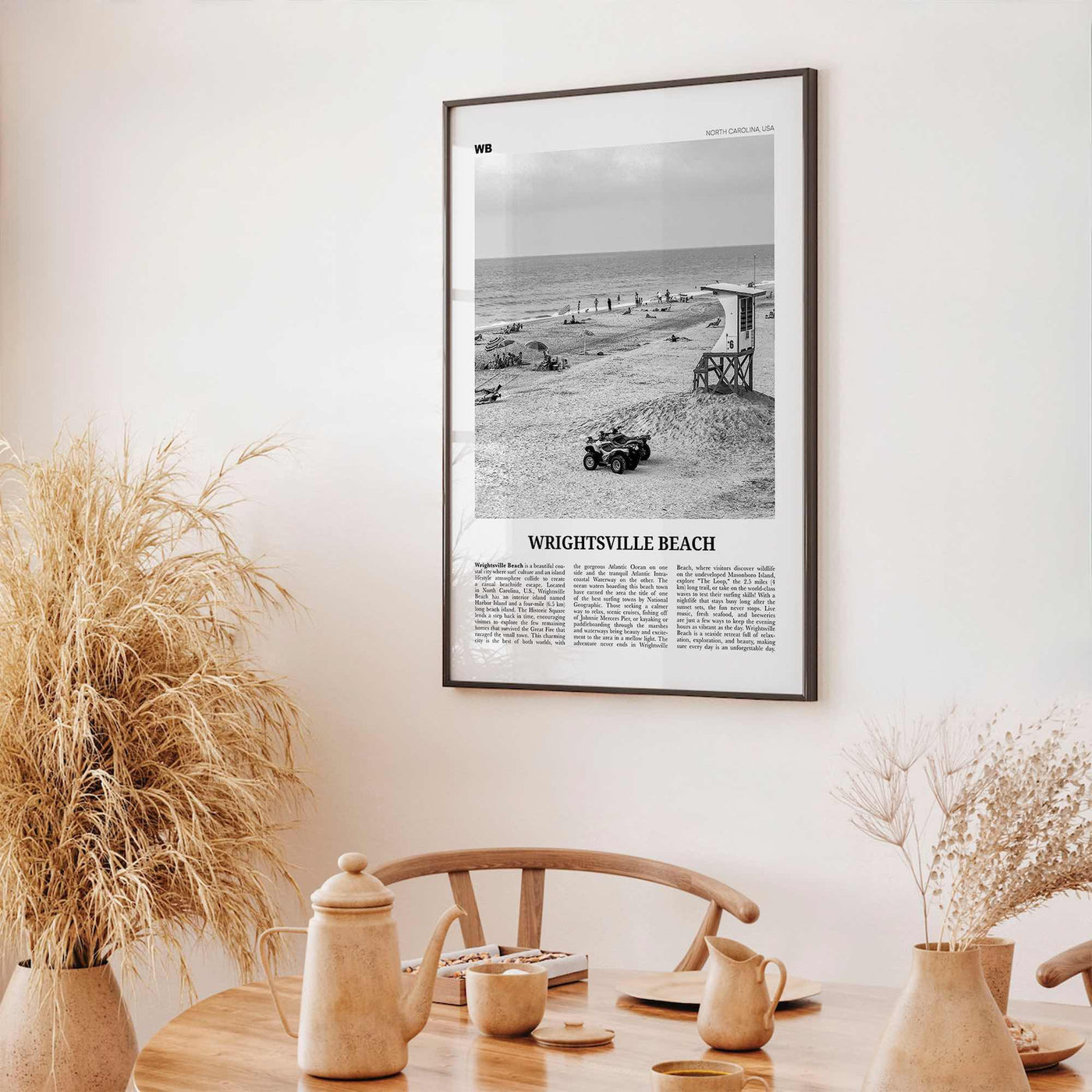 Wrightsville Beach Print Black and White No 2, Wrightsville Beach Wall Art, Wrightsville Beach Poster, Wrightsville, North Carolina USA
