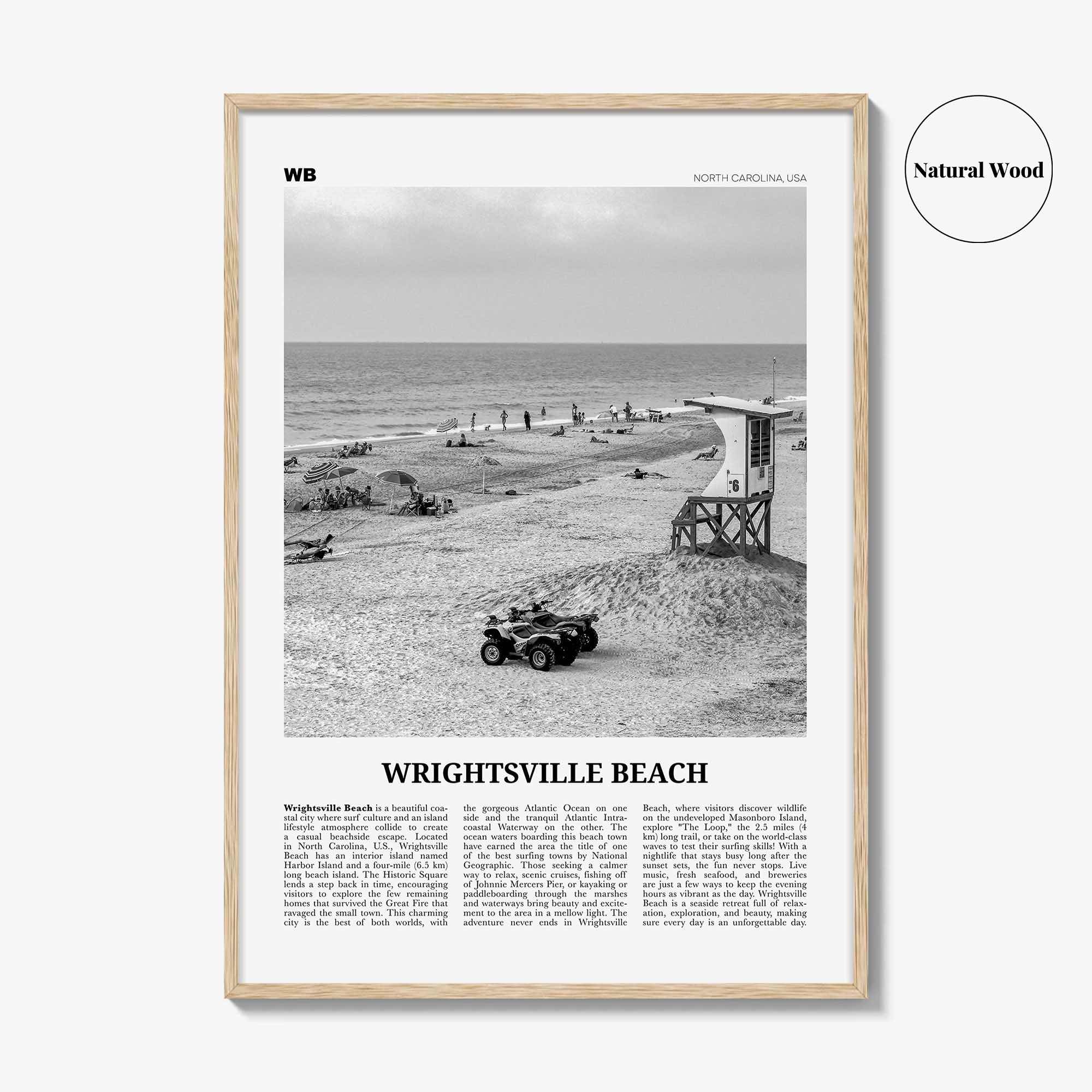 Wrightsville Beach Print Black and White No 2, Wrightsville Beach Wall Art, Wrightsville Beach Poster, Wrightsville, North Carolina USA