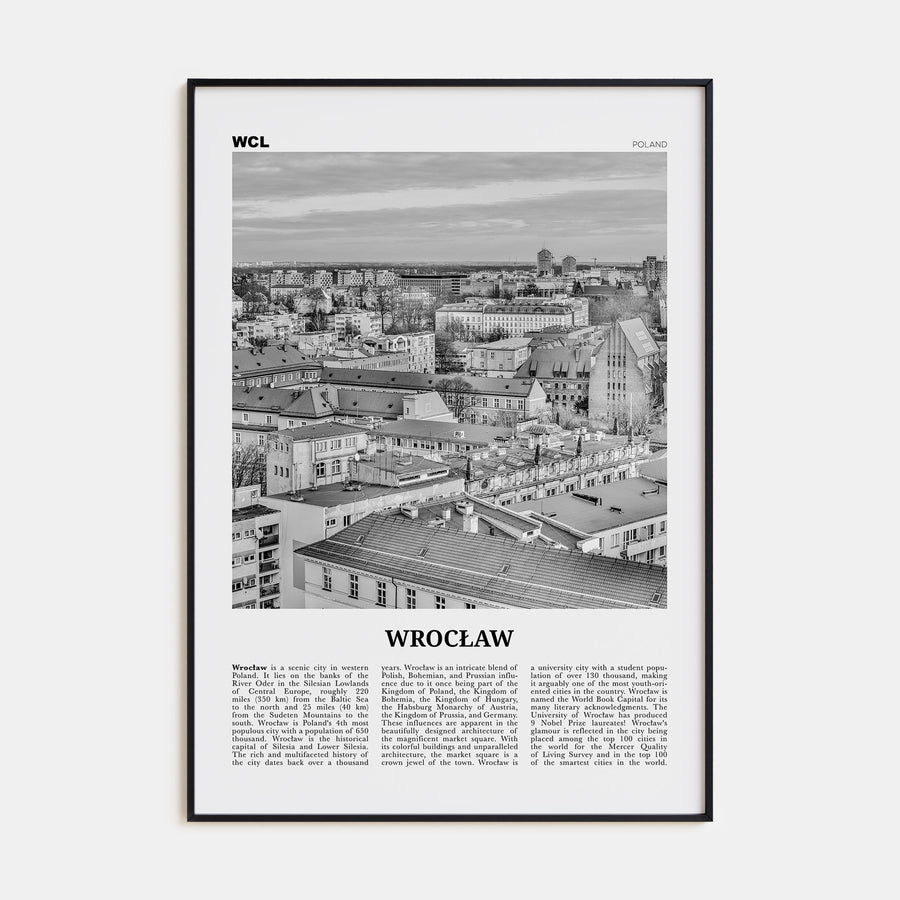 Wrocław Travel B&W Poster