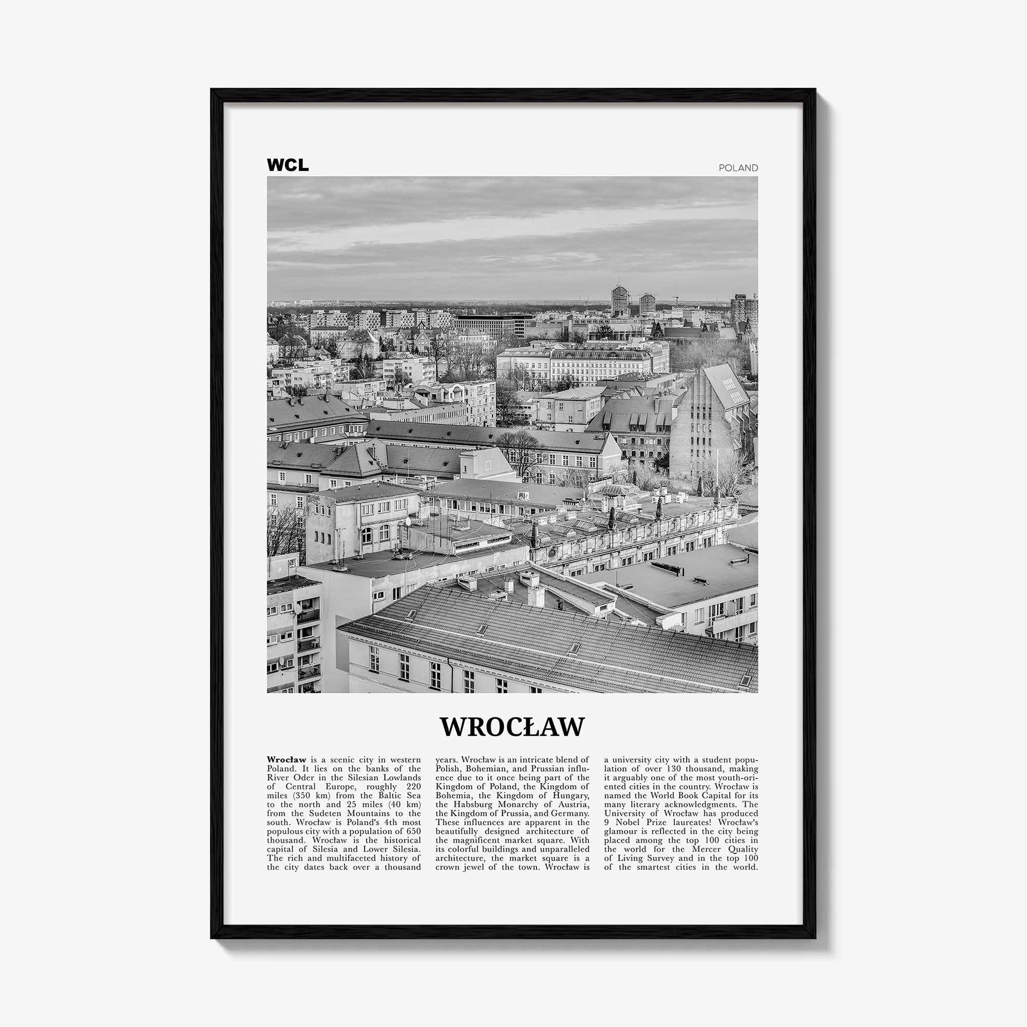 Wroclaw Print Black and White, Wrocław Wall Art, Wrocław Poster, Wrocław Photo, Wrocław Wall Décor, Wroclaw, Poland, Breslau, Polska