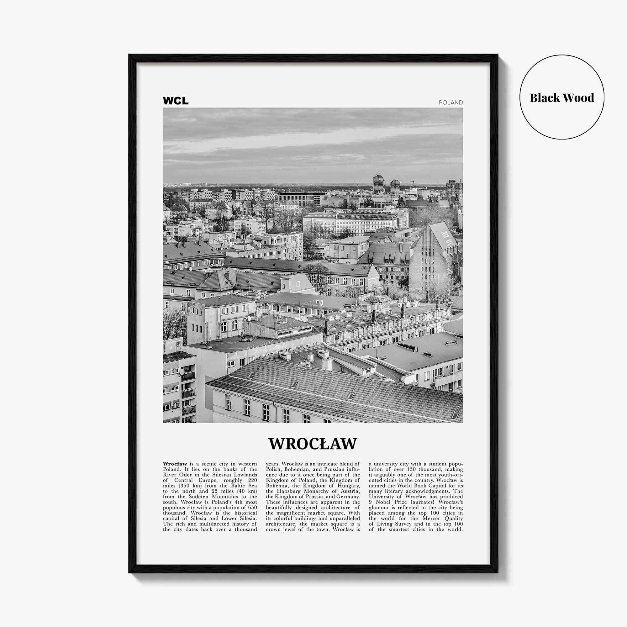 Wroclaw Print Black and White, Wrocław Wall Art, Wrocław Poster, Wrocław Photo, Wrocław Wall Décor, Wroclaw, Poland, Breslau, Polska