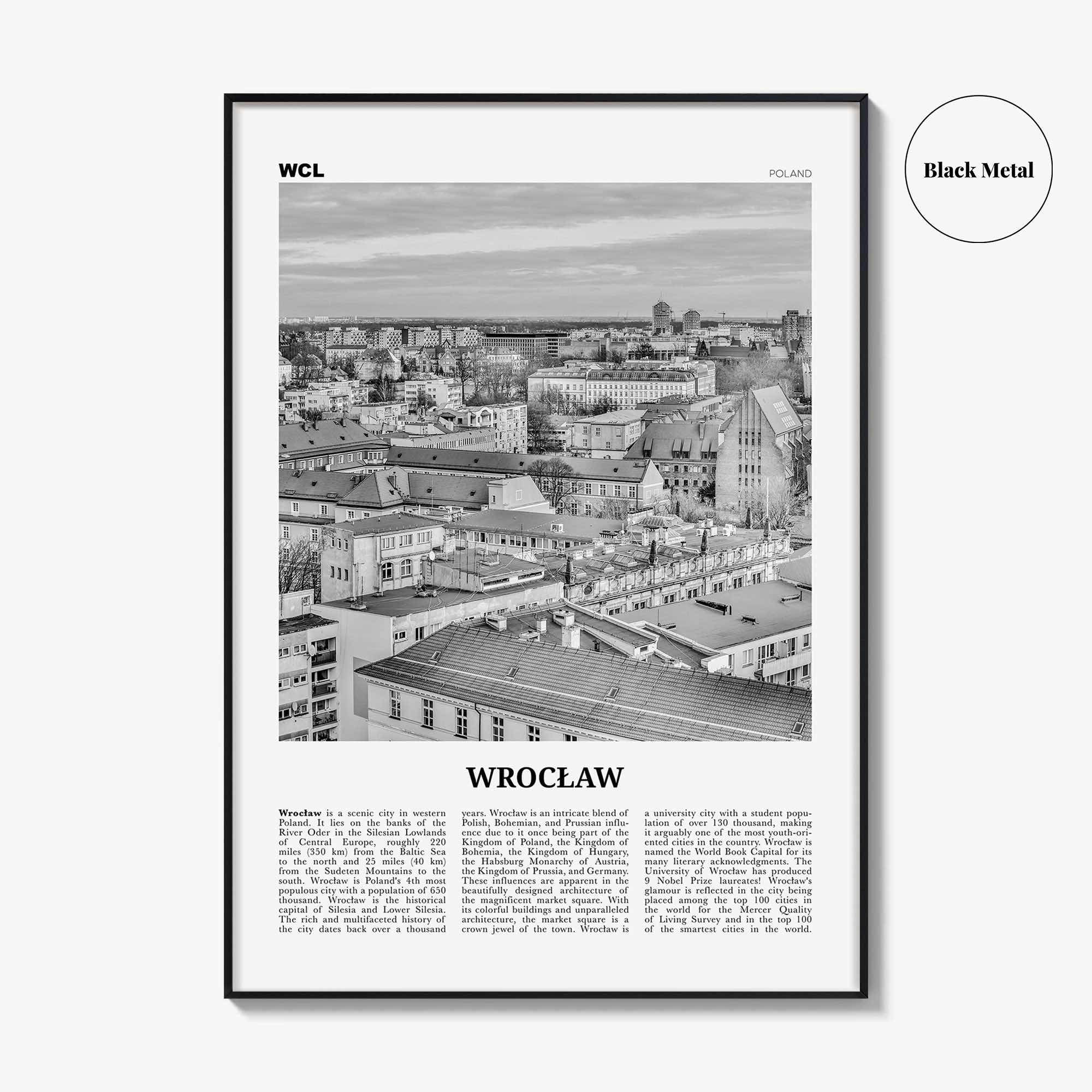 Wroclaw Print Black and White, Wrocław Wall Art, Wrocław Poster, Wrocław Photo, Wrocław Wall Décor, Wroclaw, Poland, Breslau, Polska