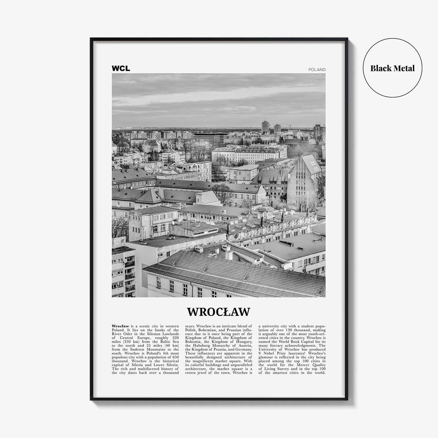 Wroclaw Print Black and White, Wrocław Wall Art, Wrocław Poster, Wrocław Photo, Wrocław Wall Décor, Wroclaw, Poland, Breslau, Polska