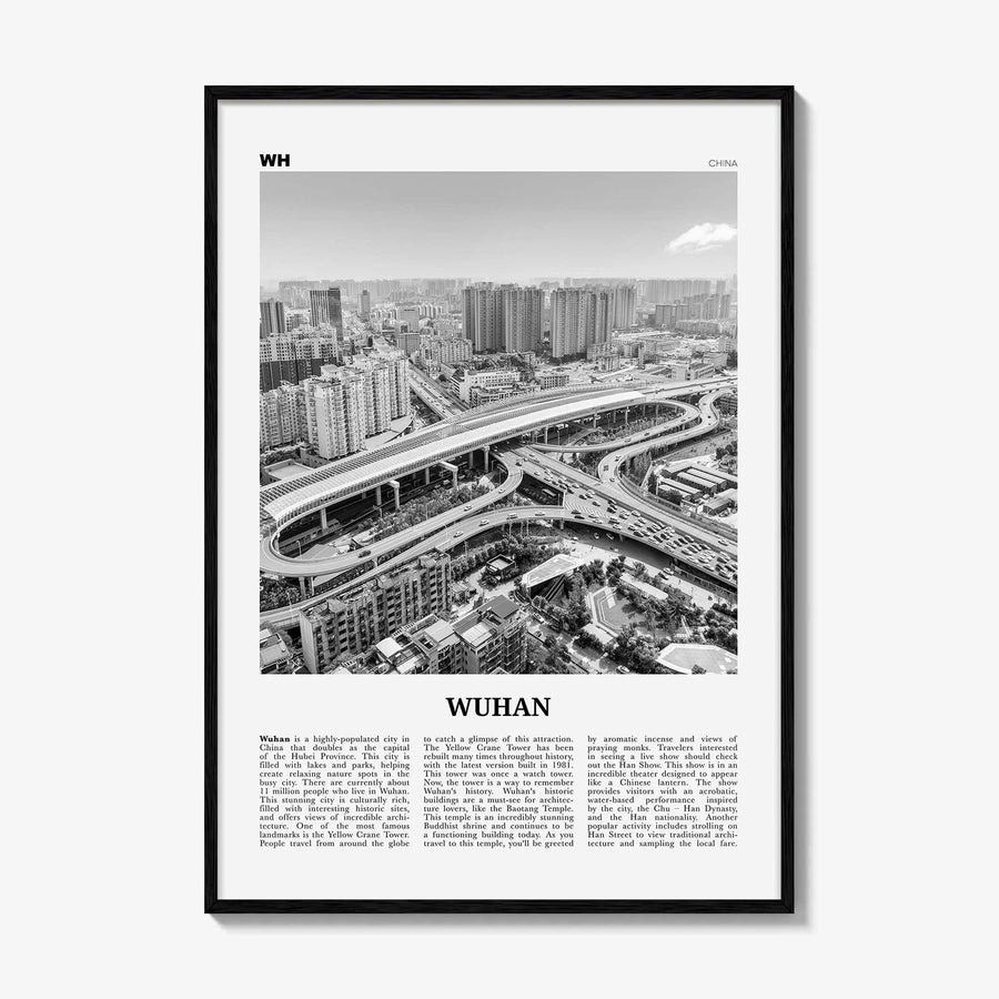 Wuhan Print Black and White, Wuhan Wall Art, Wuhan Poster, Wuhan Photo, Wuhan Wall Décor, Wuhan Map, China