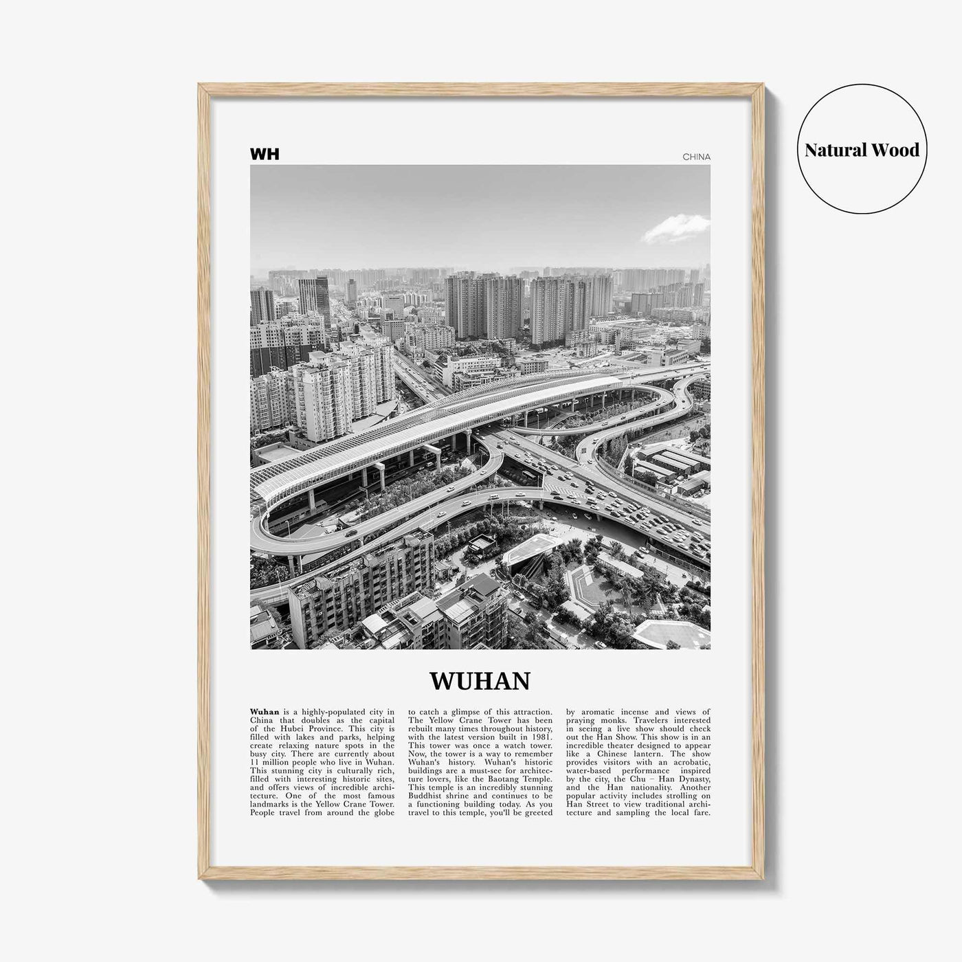 Wuhan Print Black and White, Wuhan Wall Art, Wuhan Poster, Wuhan Photo, Wuhan Wall Décor, Wuhan Map, China