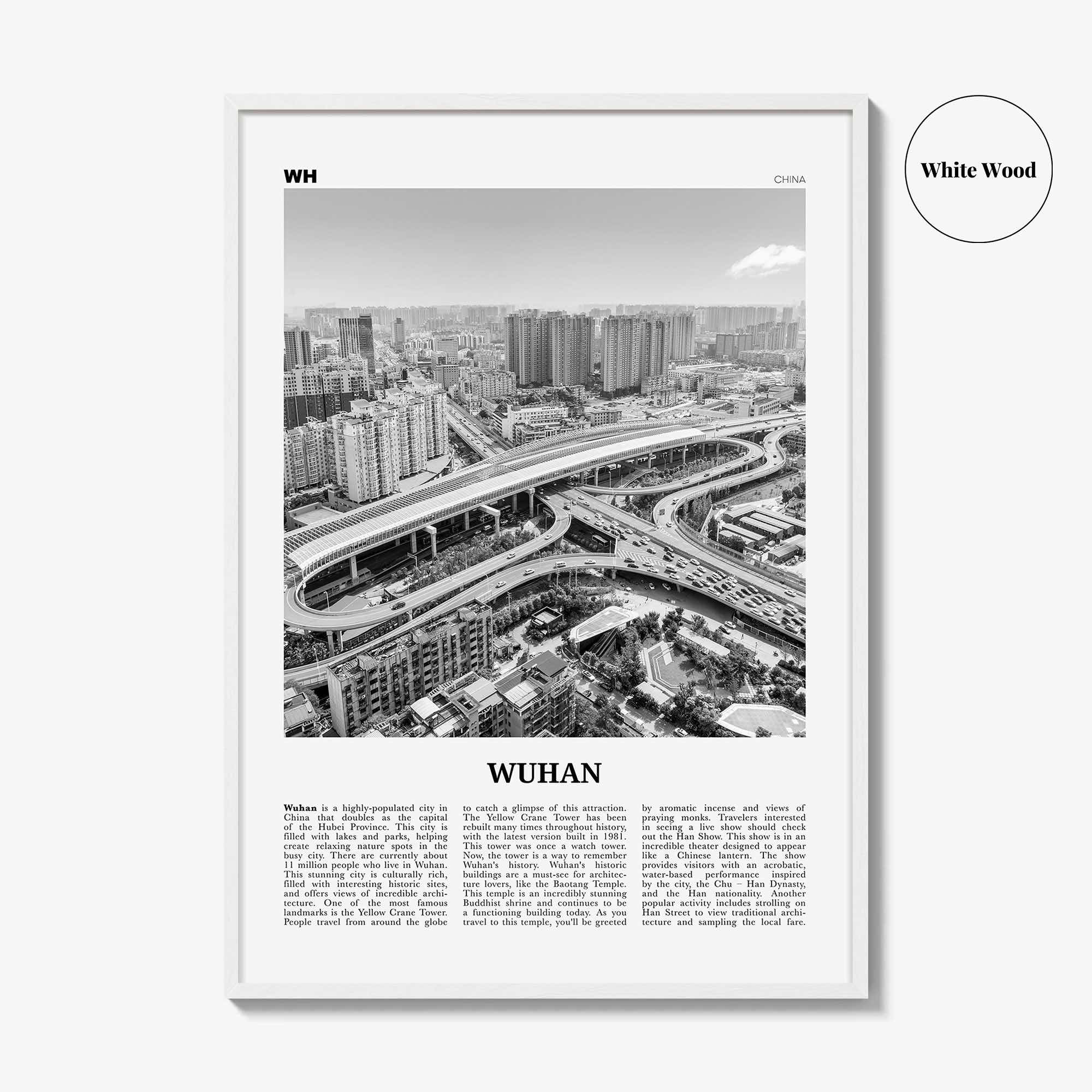 Wuhan Print Black and White, Wuhan Wall Art, Wuhan Poster, Wuhan Photo, Wuhan Wall Décor, Wuhan Map, China