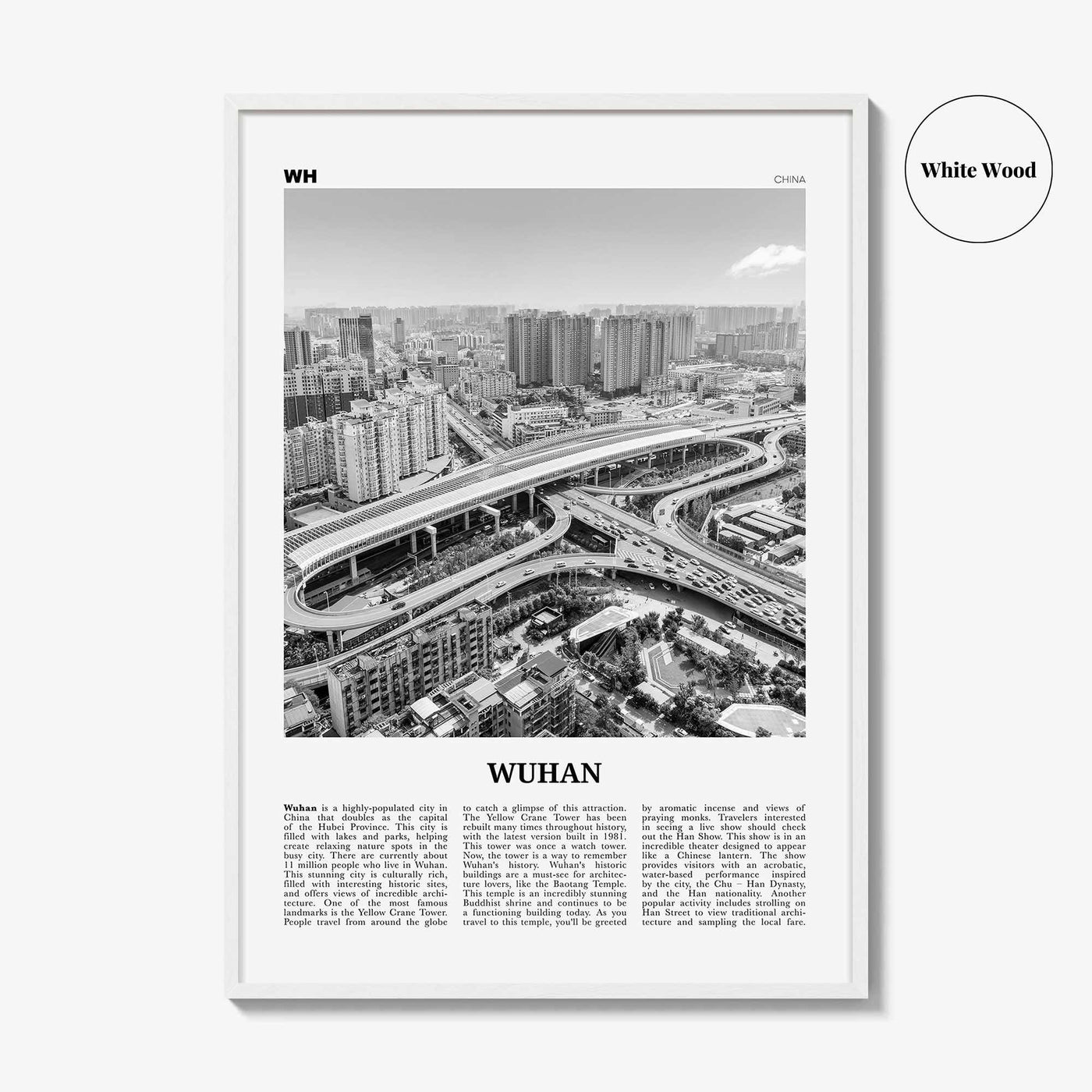 Wuhan Print Black and White, Wuhan Wall Art, Wuhan Poster, Wuhan Photo, Wuhan Wall Décor, Wuhan Map, China