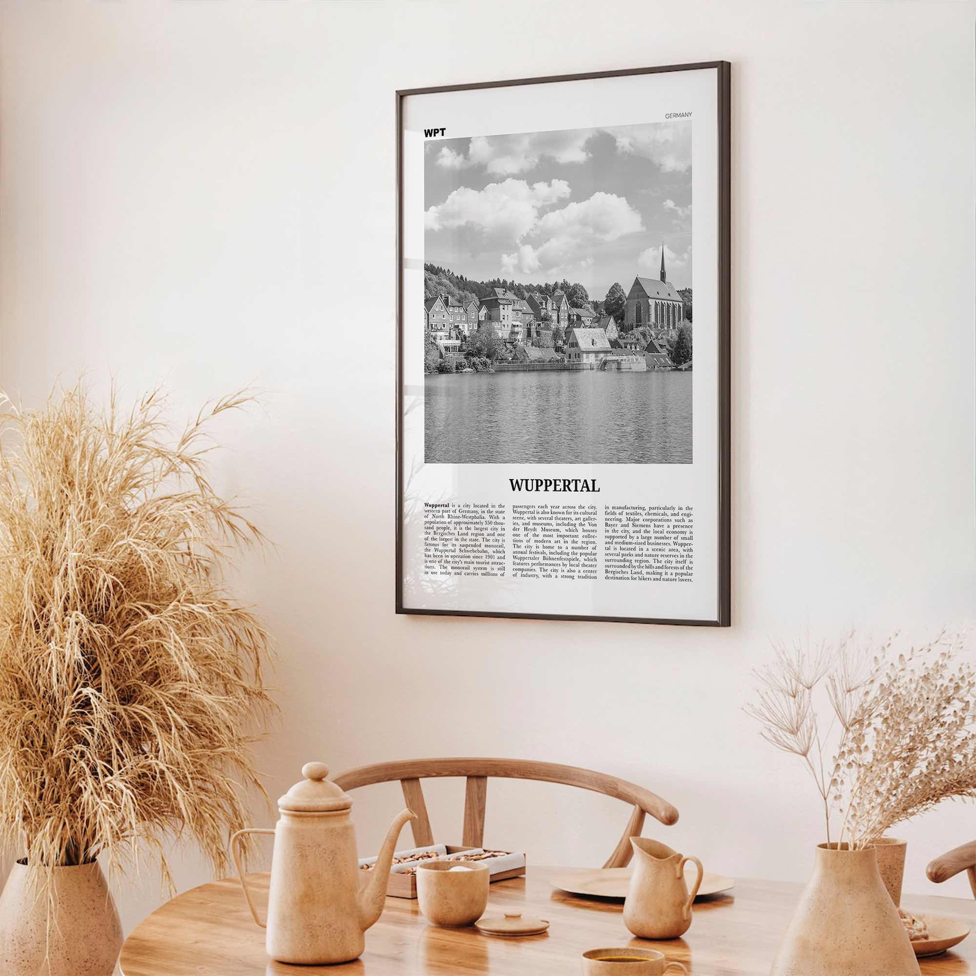 Wuppertal Print Black and White, Wuppertal Wall Art, Wuppertal Poster, Wuppertal Photo, Wuppertal Wall Décor, Wuppertal Map,