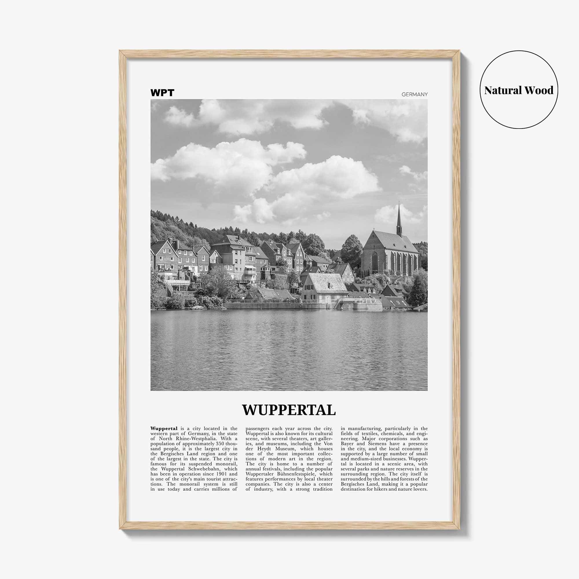 Wuppertal Print Black and White, Wuppertal Wall Art, Wuppertal Poster, Wuppertal Photo, Wuppertal Wall Décor, Wuppertal Map,