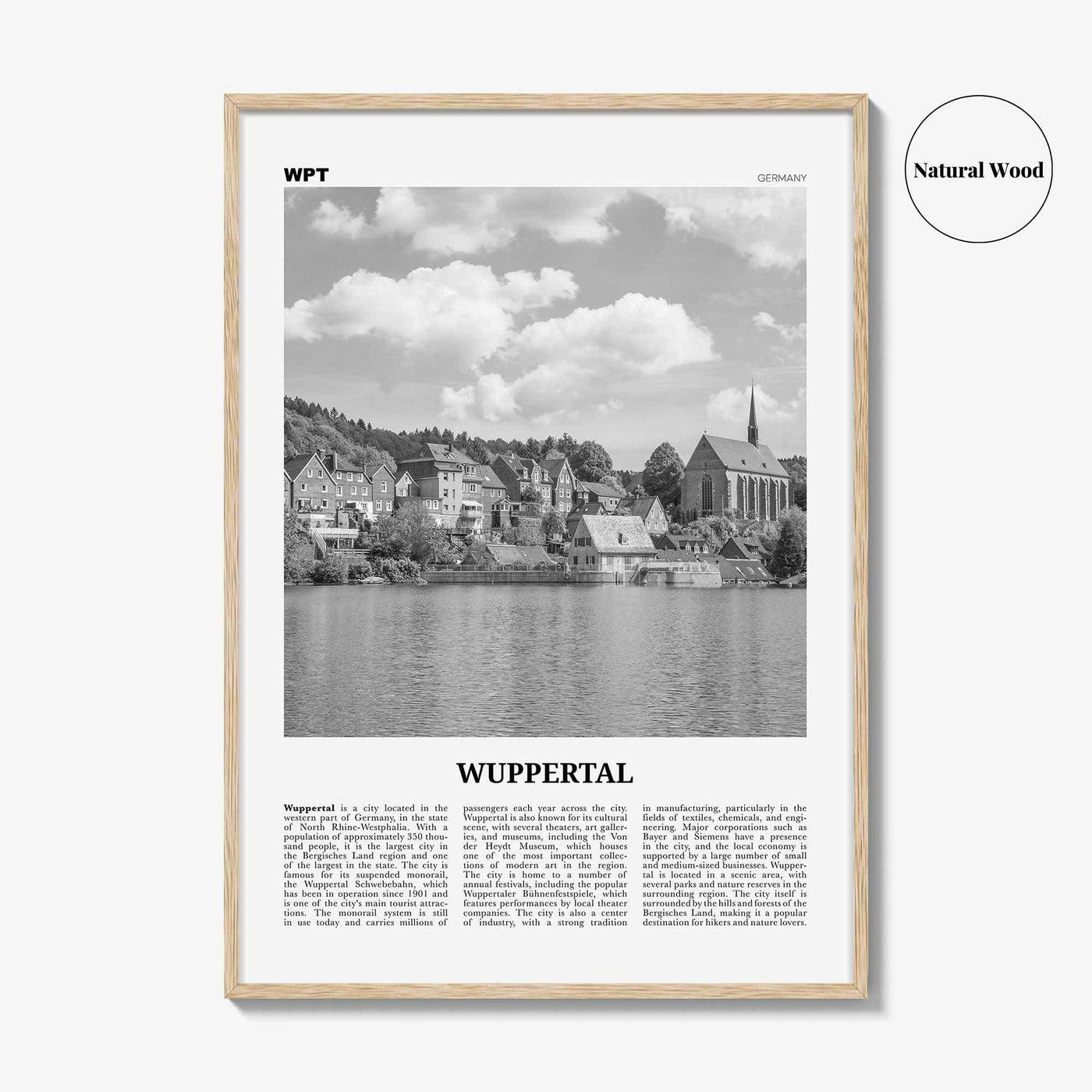 Wuppertal Print Black and White, Wuppertal Wall Art, Wuppertal Poster, Wuppertal Photo, Wuppertal Wall Décor, Wuppertal Map,