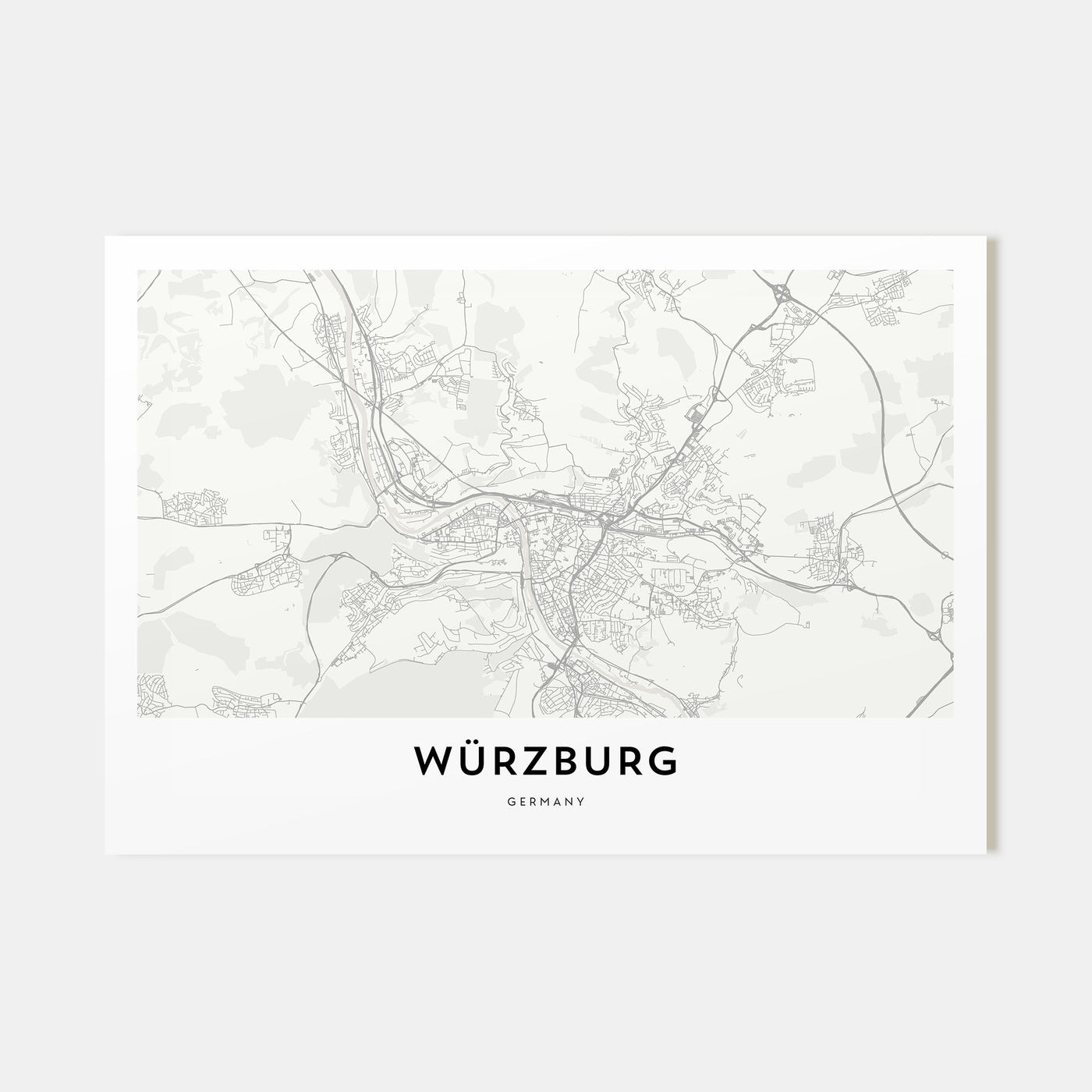 Würzburg Map Landscape Poster