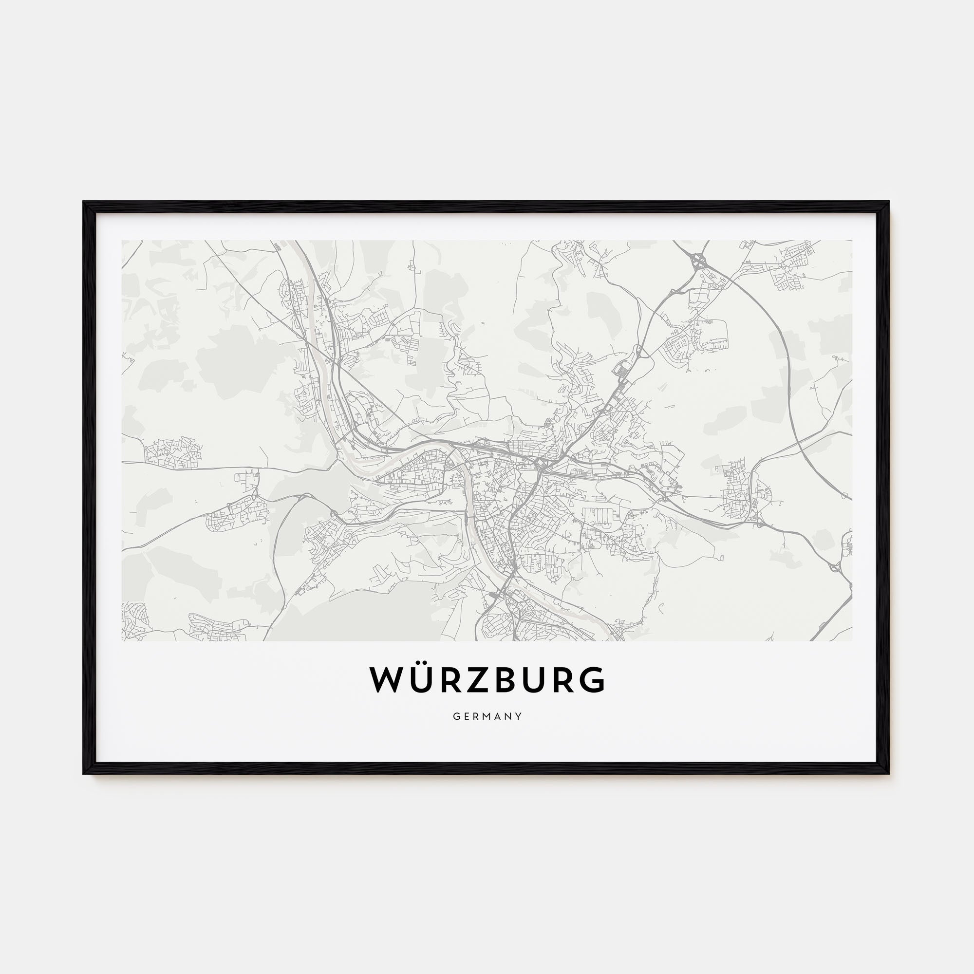 Würzburg Map Landscape Poster