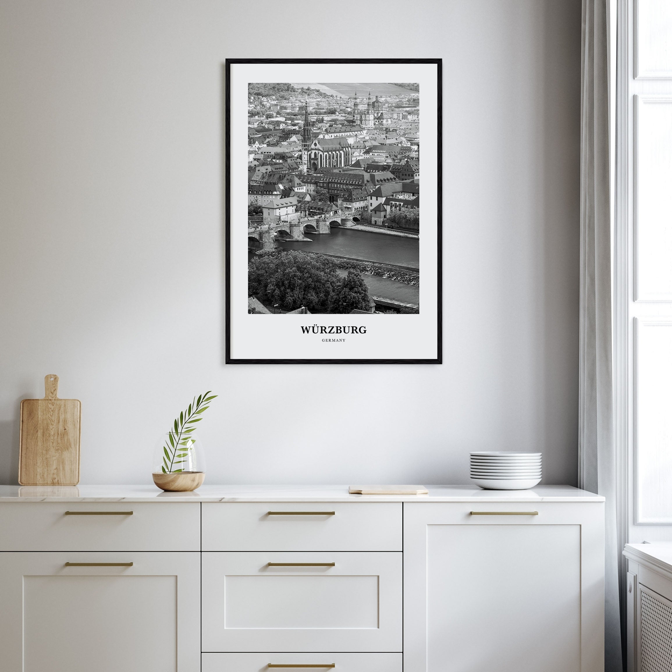 Würzburg Portrait B&W Poster