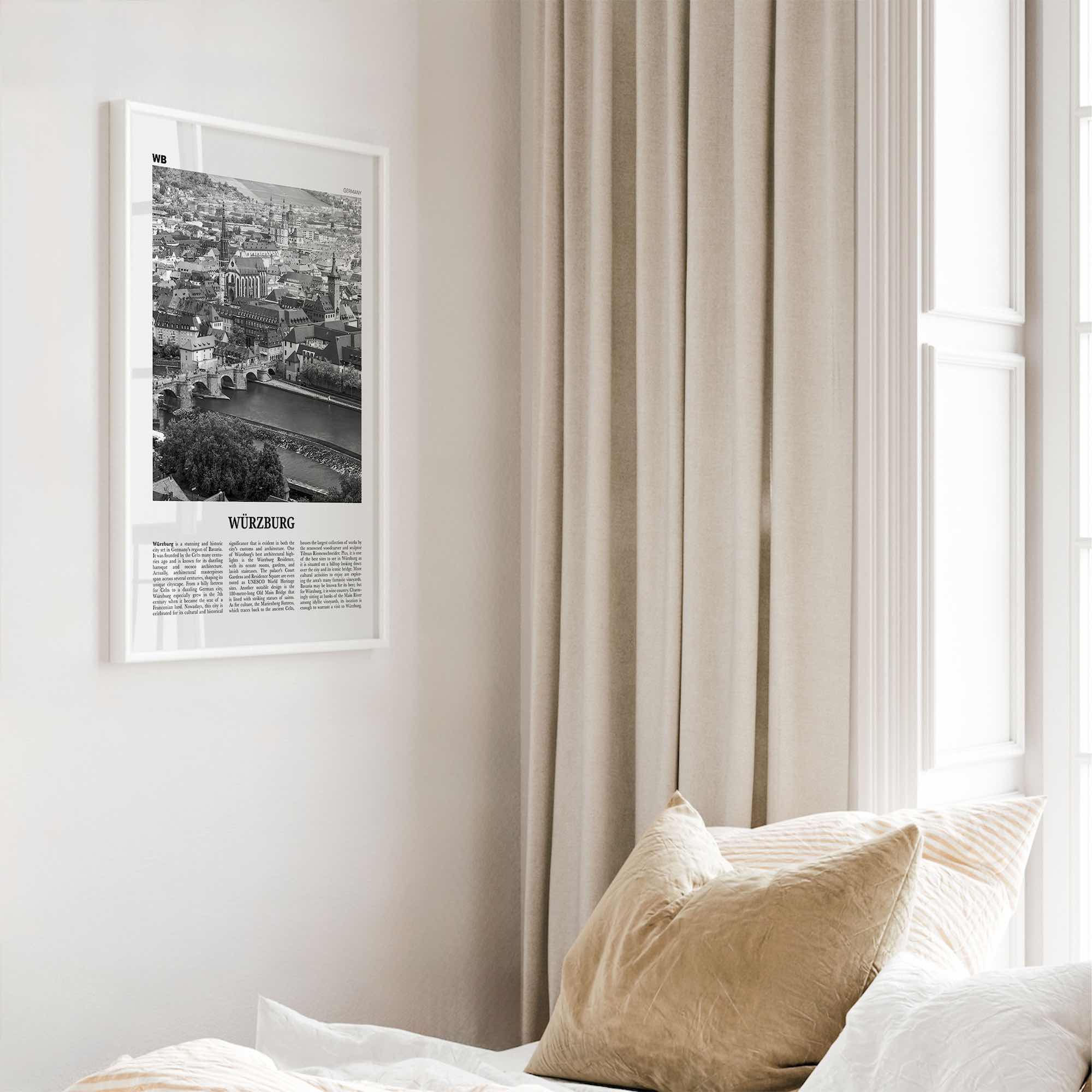 Wurzburg Print Black and White No 1, Würzburg Wall Art, Würzburg Poster, Würzburg Photo, Würzburg Map, Würzburg Wall Decor, Germany